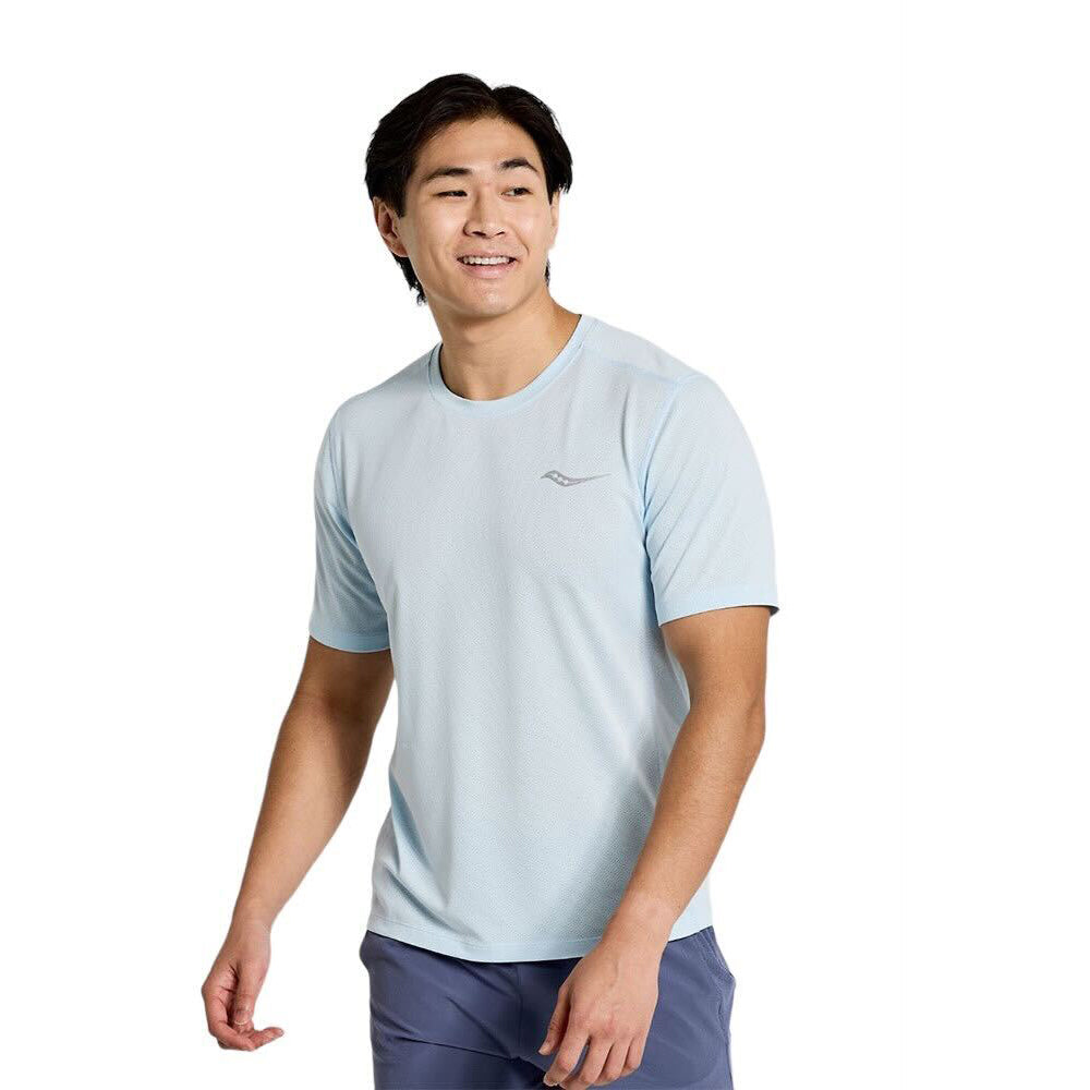 Men's Saucony Stopwatch Performance Short Sleeve Running Shirt - Lightweight Moisture-Wicking Athletic Top for Jogging, Gym & Outdoor Workouts