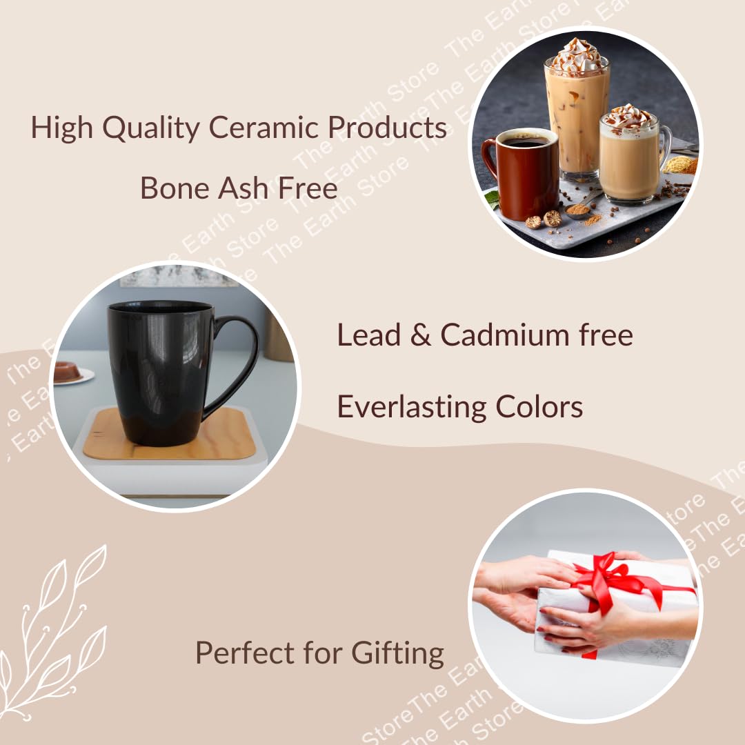 Premium Black Gloss Ceramic Coffee Mugs Set of 6 - 10oz (280ml) Microwave & Dishwasher Safe Tea Cups - Ideal for Home, Office, Cafe & Gifts