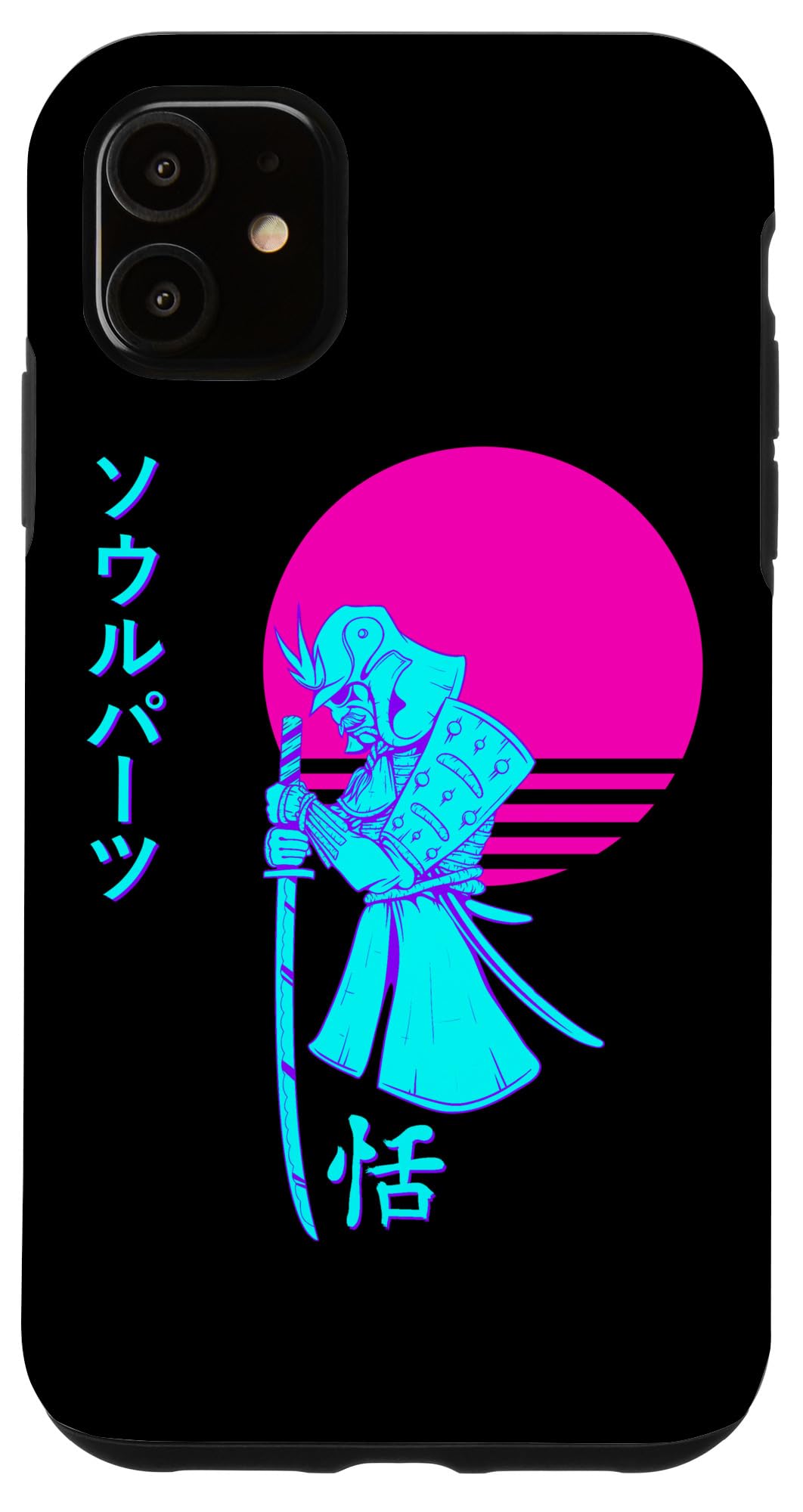 Retro Japanese Anime Aesthetic iPhone 11 Case - 80s 90s Vaporwave Samurai Design | Perfect for Anime Fans & Tech Enthusiasts