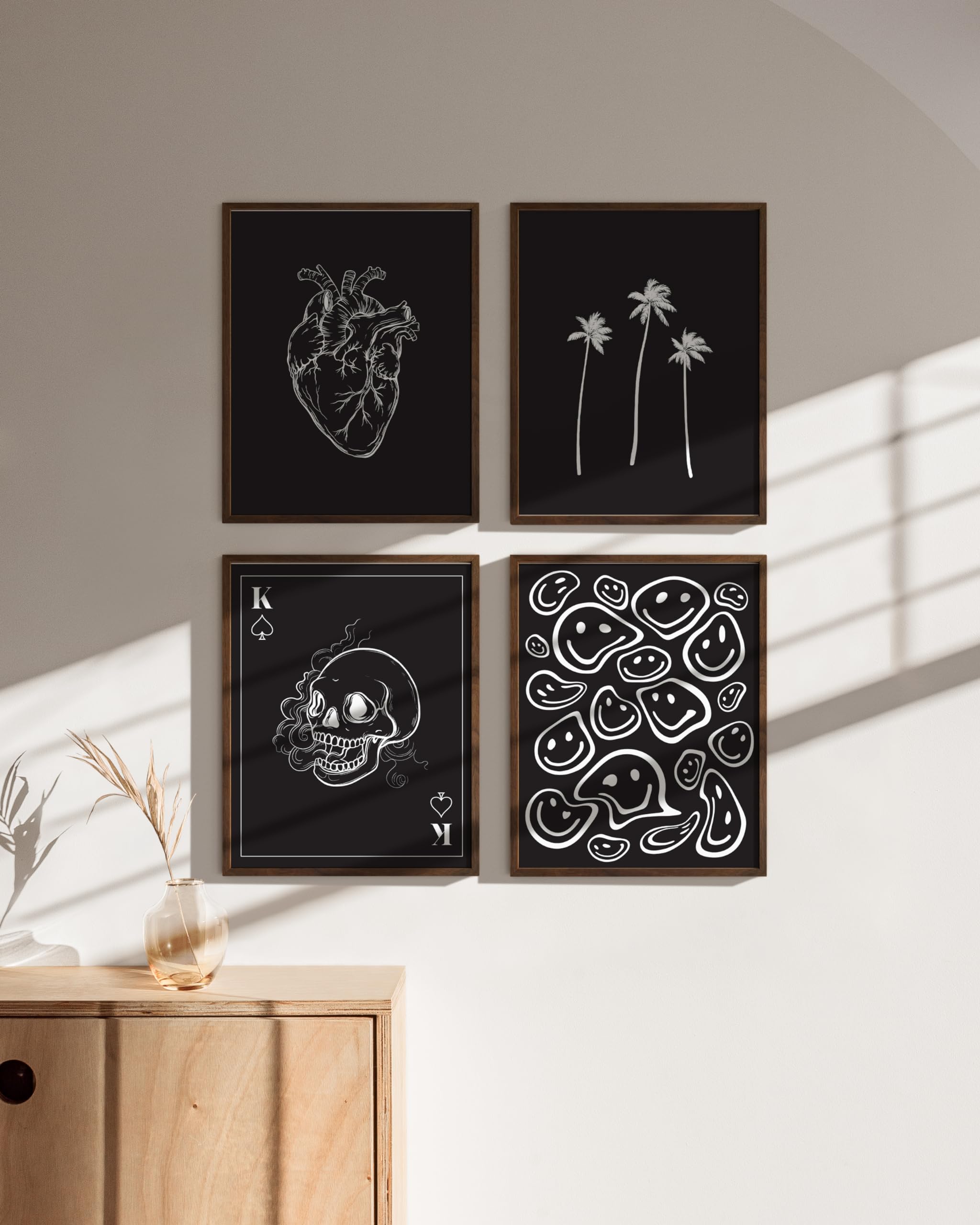 Gothic Wall Art for Bedroom - Black Aesthetic Decor for Teens & Adults, Emo Grunge Room Decor, Walnut Framed 16x20 - Perfect for Gothic Bedrooms, Teen Girls' Rooms & Apartment Aesthetic