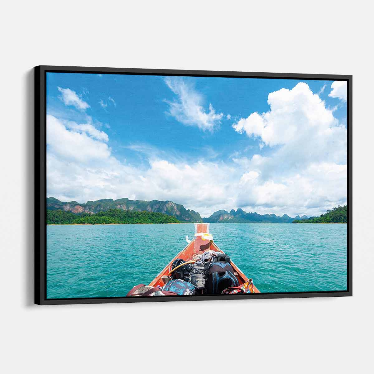 Blue Longtail Boat Wall Art Canvas Print - Tropical Coastal Decor for Living Room, Bedroom, or Office - 9279