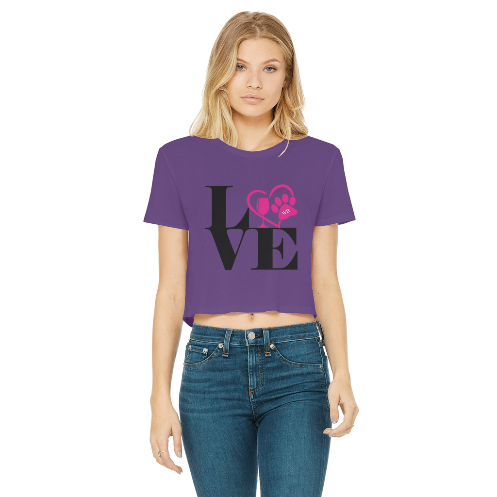 Love Paw 2 Classic Women's Cropped Raw Edge T-Shirt | Vintage-Inspired Graphic Tee for Casual Outfits & Date Nights | WineyBitches.Co