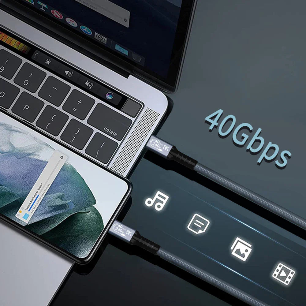 Thunderbolt 4 Cable 6.6ft (2m) USB4 40Gbps 240W Fast Charging & Data Transfer - Perfect for MacBook Pro, Dell XPS & External SSD Drives