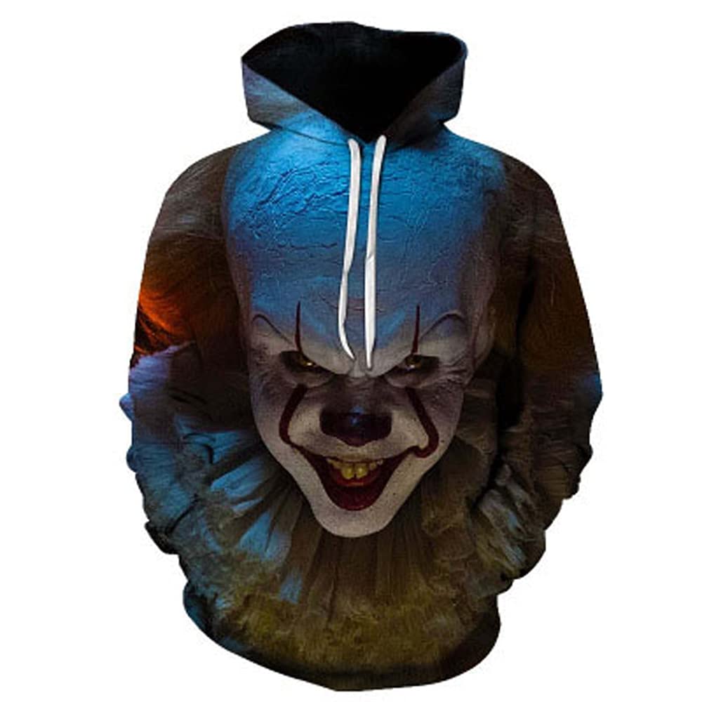 3D Printed Horror Cosplay Pullover Hoodie for Men & Women - Halloween & Christmas Costume Sweatshirt | Perfect for Cosplay Events, Horror Conventions & Holiday Parties