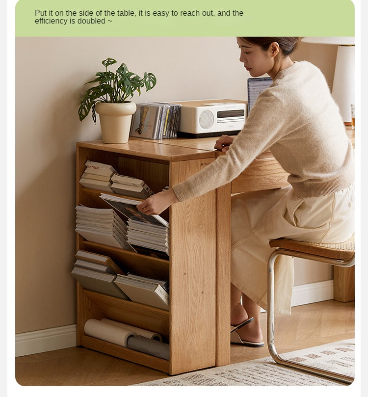 Oak Solid Wood Small Wall-Mounted Book Rack - Space-Saving Bookshelf for Living Room, Bedroom & Office Organization