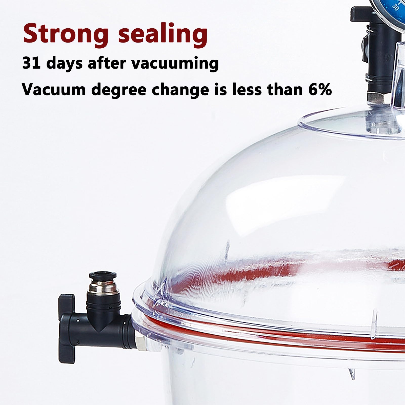 Premium Transparent Plastic Vacuum Desiccator with Double Vacuum Valve & Pressure Gauge - Laboratory-Grade Airtight Seal for Anti-Oxidation | Ideal for Research Labs, Graduate Studies & Chemical Storage