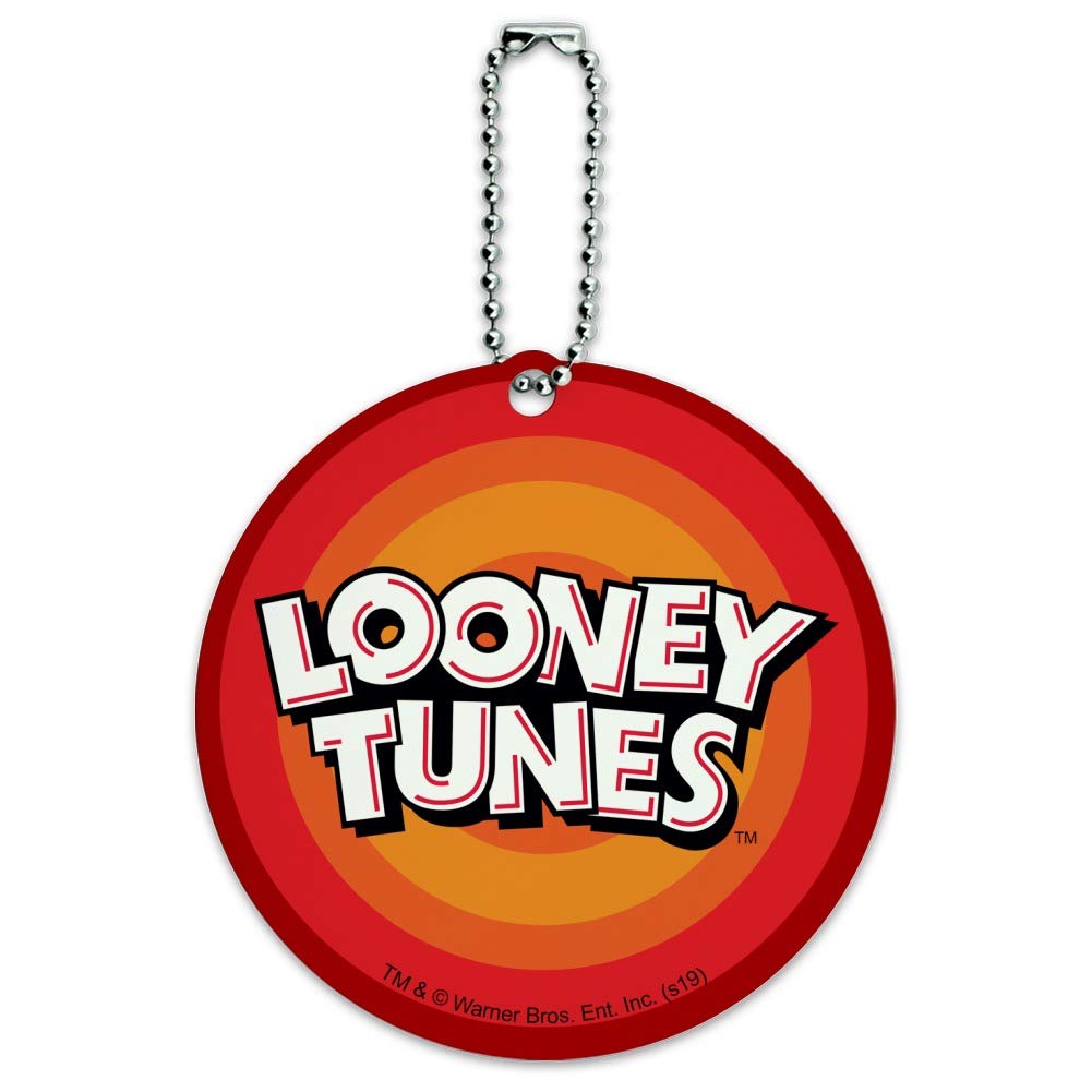 Looney Tunes Logo Round Luggage ID Tag - Durable Suitcase & Carry-On Baggage Identifier - Perfect for Travel, Business Trips & Vacation Identification