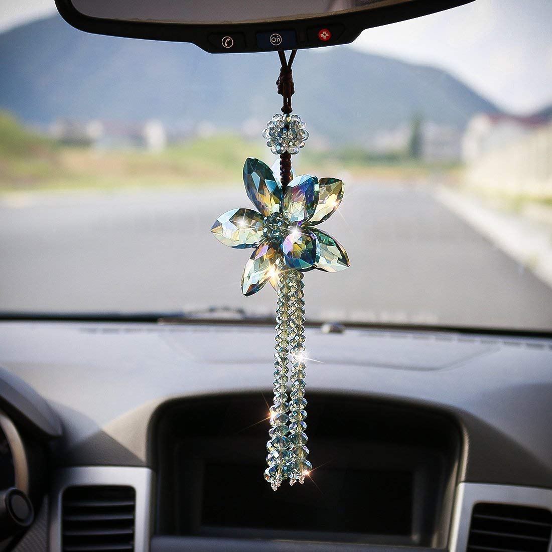 Lucky Crystal Car Charm Pendant - H&D HYALINE & DORA Elegant Auto Rear View Mirror Hanging Decor for Good Luck | Perfect Car Accessory Gift for Women & Men | Ideal for Daily Commute, Road Trips & Protection
