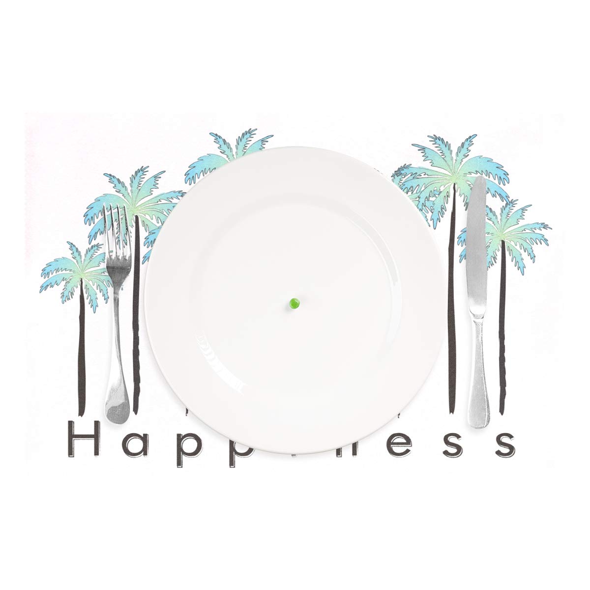 MOYYO Heat Resistant Non-Slip Placemats Set of 4 - Tropical Palm Trees & Flamingo Design Washable Polyester Table Mats for Dining & Kitchen Decor - Perfect for Beach House, Summer Parties & Outdoor Entertaining