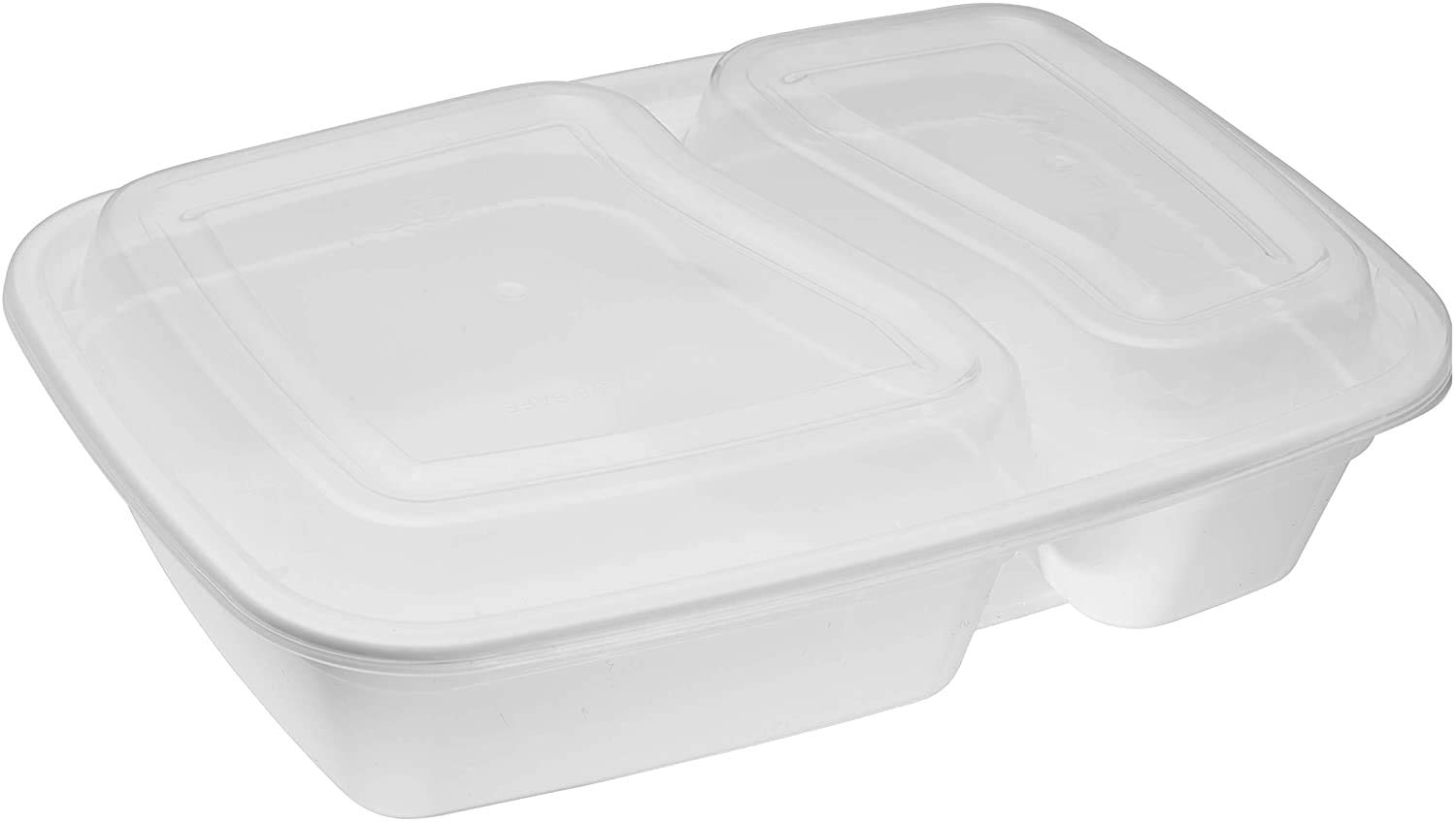 EcoQuality 150-Pack White 2-Compartment Meal Prep Containers with Lids | BPA-Free Microwave & Freezer Safe Food Storage Bento Box | Dishwasher Safe Disposable Lunch Containers for Office, School & Meal Prepping (32 oz)