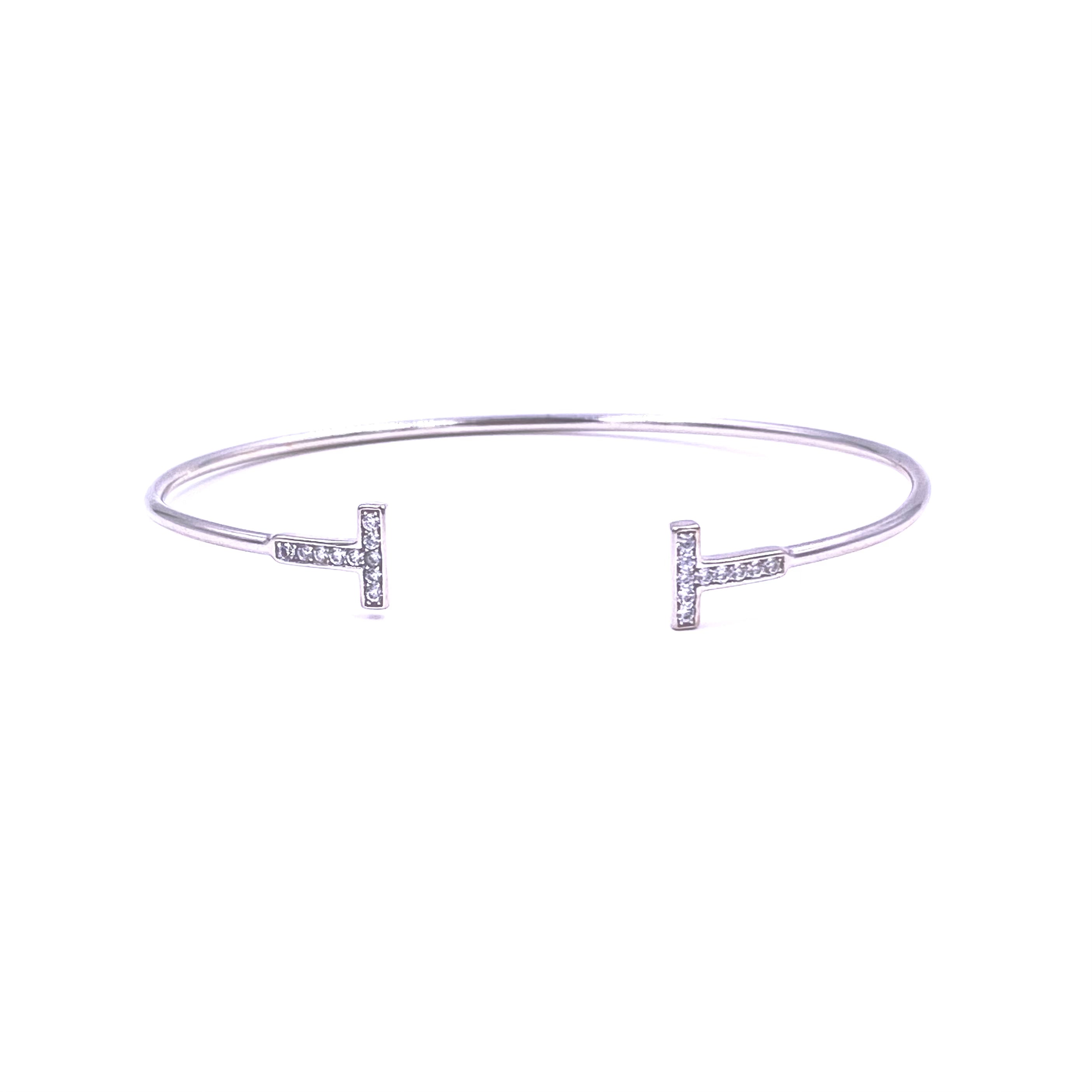 Ashley Gold Stainless Steel Gold Plated Cubic Zirconia T-Design Bangle Bracelet for Women - Perfect for Parties, Weddings & Everyday Elegance
