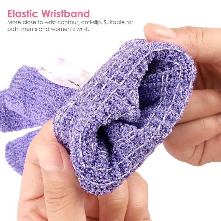 MobFest® Exfoliating Bath Gloves for Men & Women - Dead Skin Removal Scrubber - Soft Exfoliating Mittens for Smooth Skin - Set of 3 Multicolor - Perfect for Shower, Spa & Body Care Routine