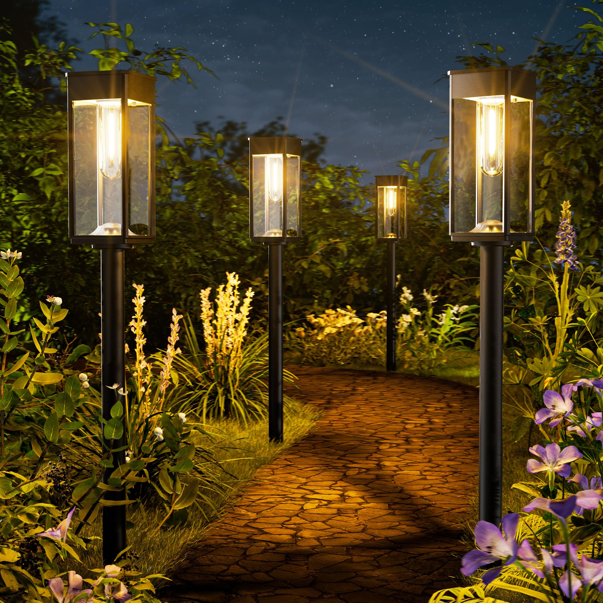 8 Pack Solar Pathway Lights Outdoor - IP65 Waterproof, Auto On/Off Solar Garden Lights for Yard, Lawn, Walkway, Driveway & Patio - Solar Powered Landscape Lighting for Home Decor & Outdoor Safety