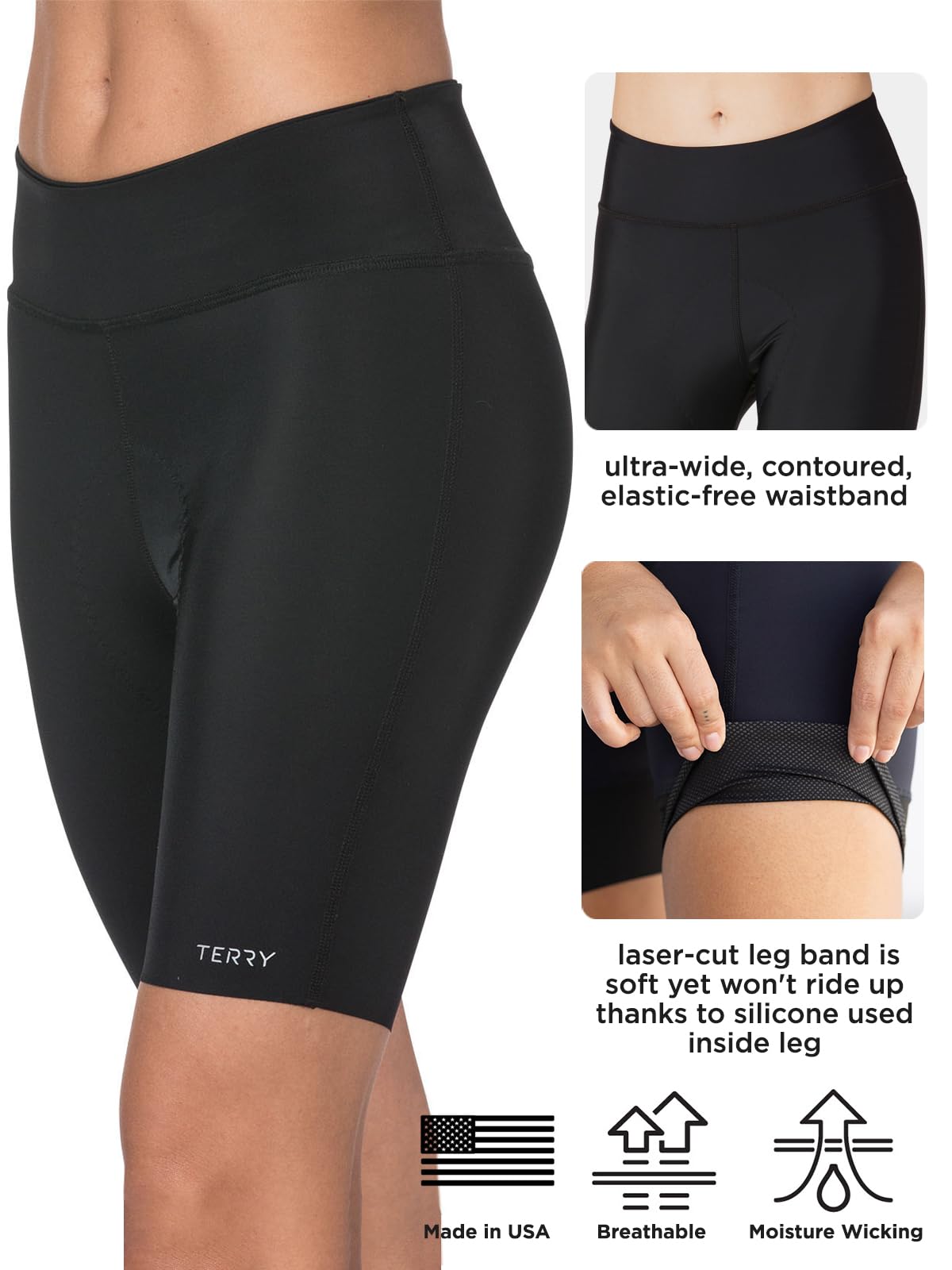 **Women's Terry Bike Shorts - 7 Inch Inseam High-Rise Padded Cycling Shorts with Compression & Silicone Leg Band for Comfort & Performance | Ideal for Cycling, Gym Workouts & Outdoor Activities**