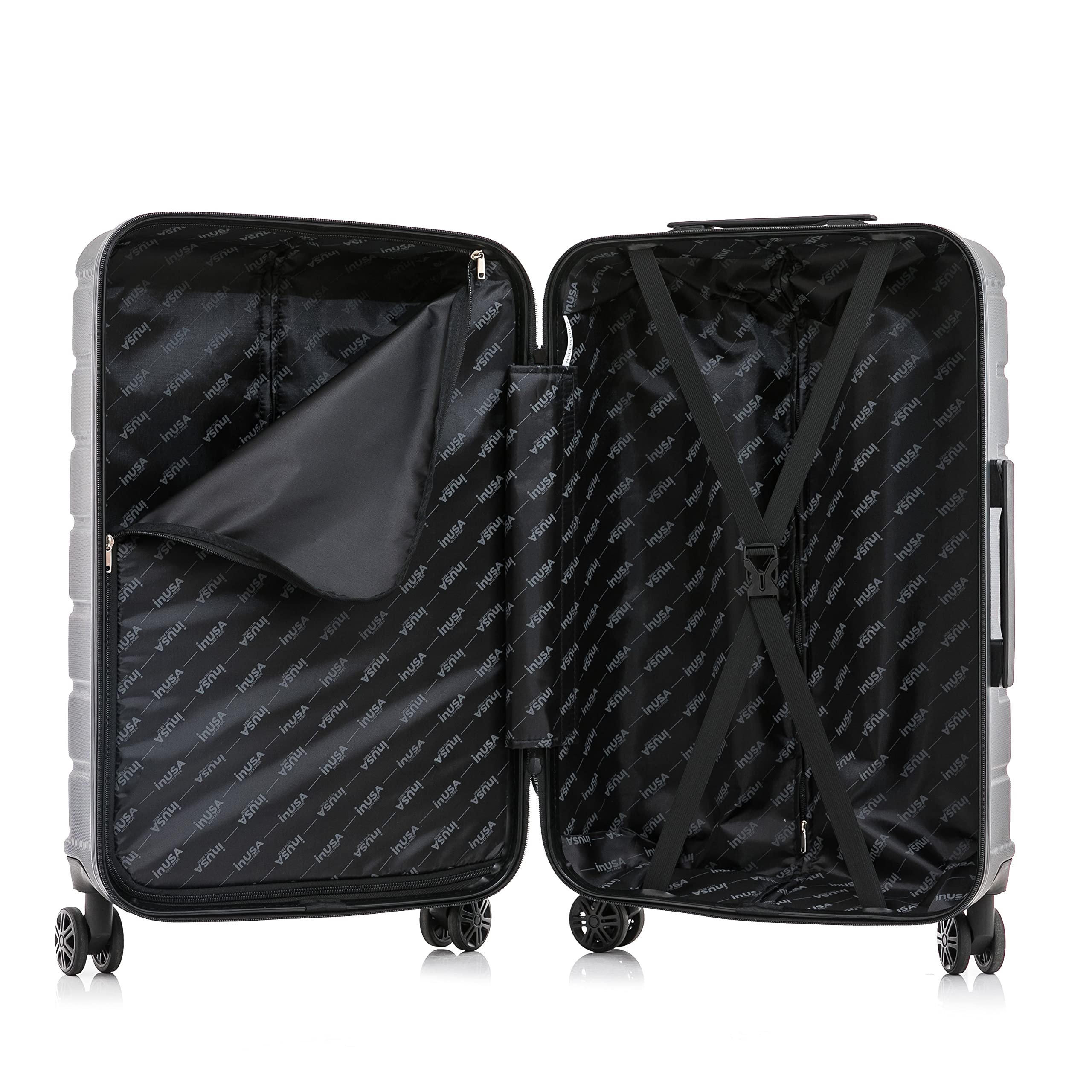 InUSA TREND 3-Piece Spinner Luggage Set - 20in, 24in & 28in Lightweight Hardshell Suitcases with 360° Wheels & Telescopic Handle for Air Travel, Business Trips & Family Vacations | Durable Black Carry-On & Checked Bags