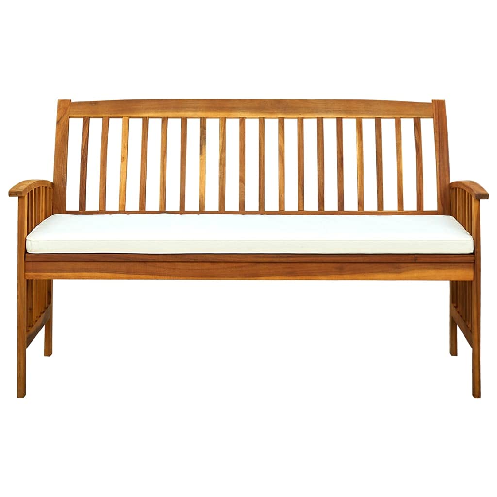vidaXL Outdoor Patio Bench with Cushion - Acacia Wood Garden Park Bench for Backyard, Deck, Lawn & Front Porch - Farmhouse Style Solid Wood Furniture - Perfect for Outdoor Relaxation, Garden Seating and Patio Decor