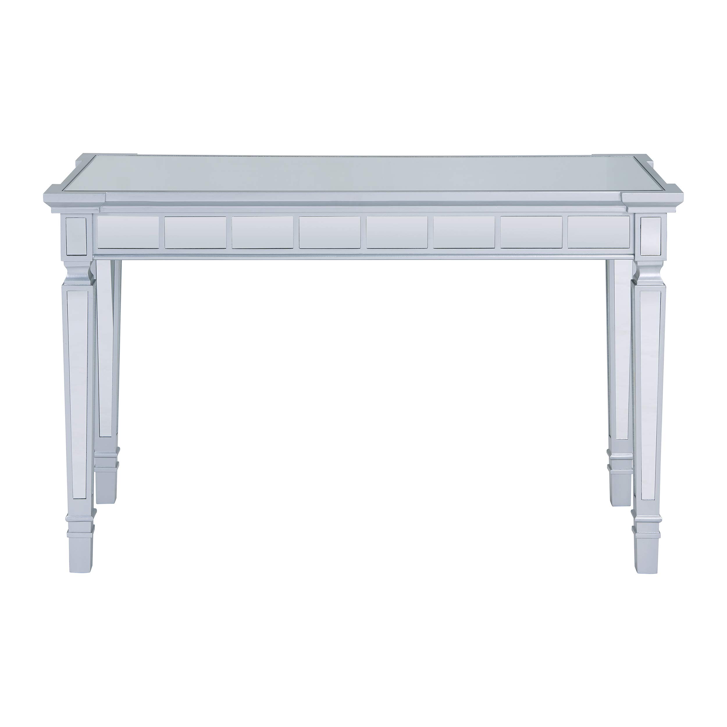 SEI Furniture Glenview Glam Mirrored Writing Desk with Drawers - Matte Silver Finish | Elegant Vanity Desk for Bedroom, Home Office & Dressing Room