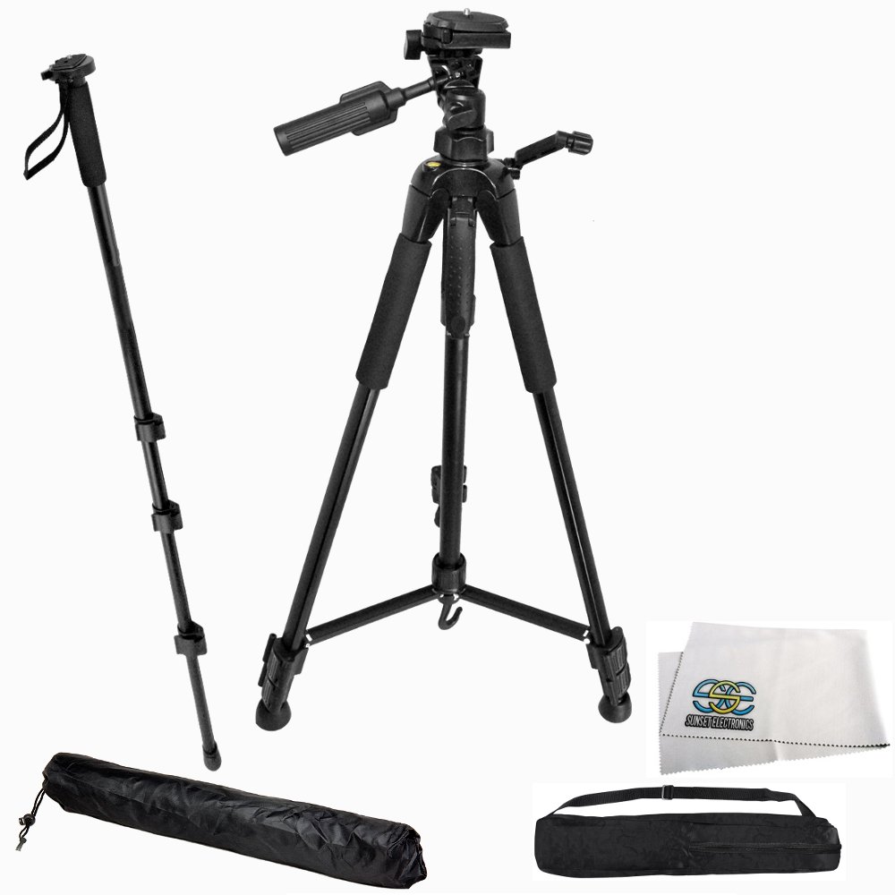 Professional 72-inch Camera Tripod with 3-Way Panhead & Built-In Bubble Level - Compatible with Canon, Nikon, Sony & More DSLR Cameras - Includes 72