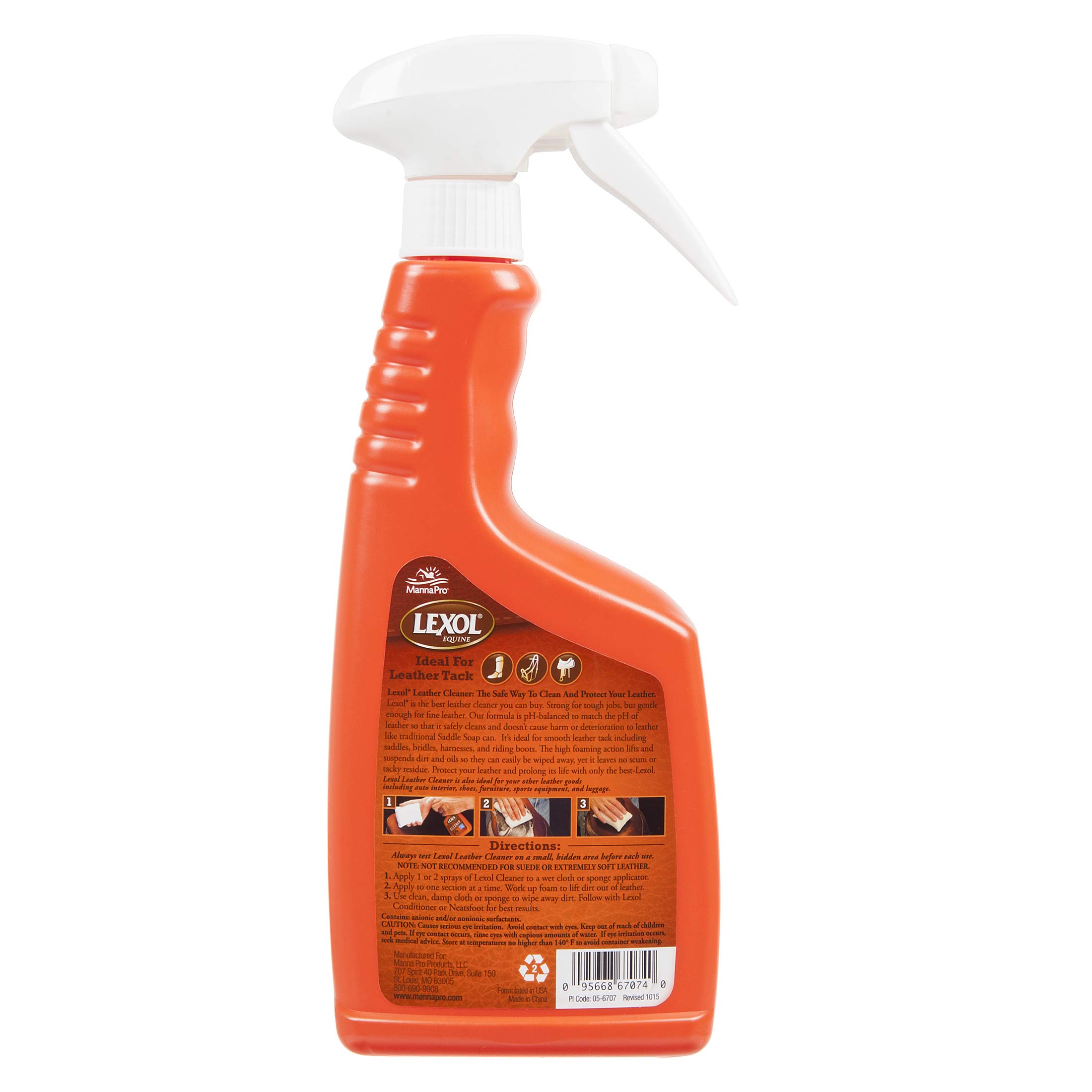 Manna Pro Lexol Leather Cleaner & Conditioner - 16.9 oz | Safe for Car Seats, Furniture, Jackets & Bags | Premium Leather Care Supplies
