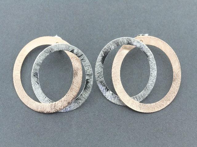 Interlinked Saturn Stud Earrings - Rose Gold on Silver - Perfect for Everyday Wear & Special Occasions