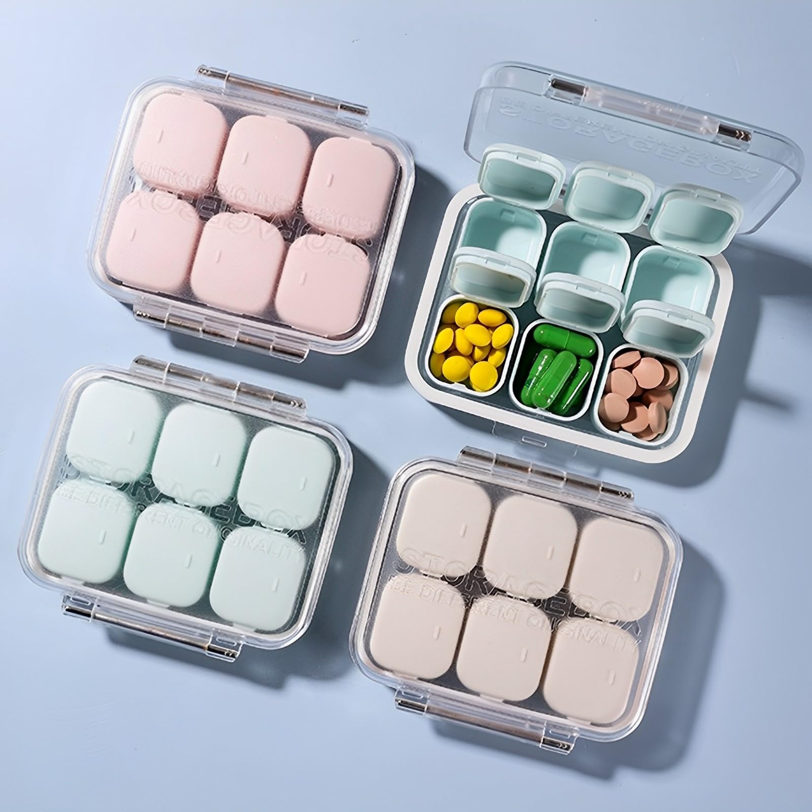 SOFISO 10-Day Pill Organizer - 4/6 Grid Adjustable Travel Medicine Box | Portable Waterproof Daily Pill Case for Vitamins, Fish Oil & Supplements | Perfect for Travel, Home Use & Medication Management