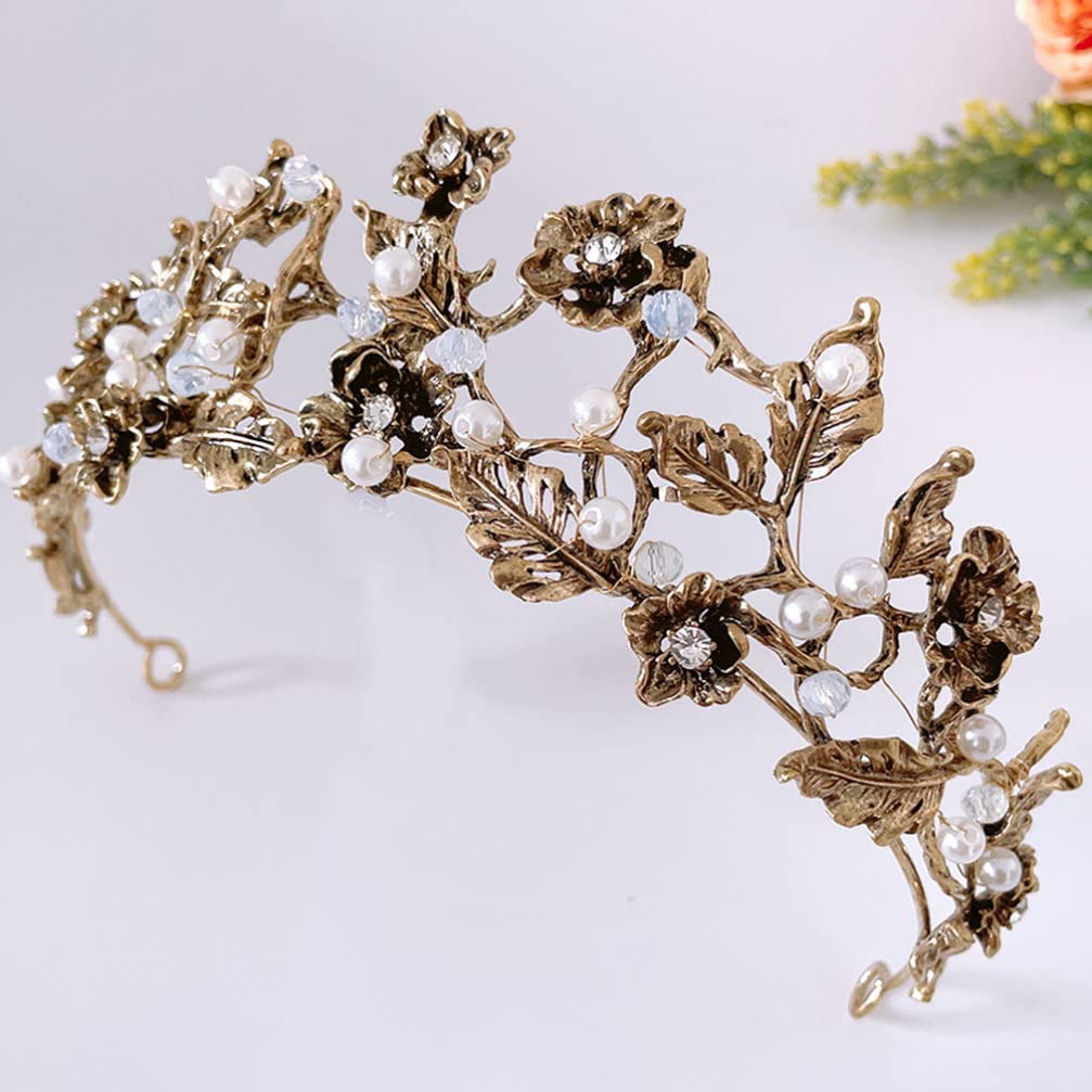 Beavorty Elegant Crown Headband - Wedding Bridal Headpiece with Imitation Pearls, Birthday Party Hair Accessories for Girls, Prom & Special Occasions