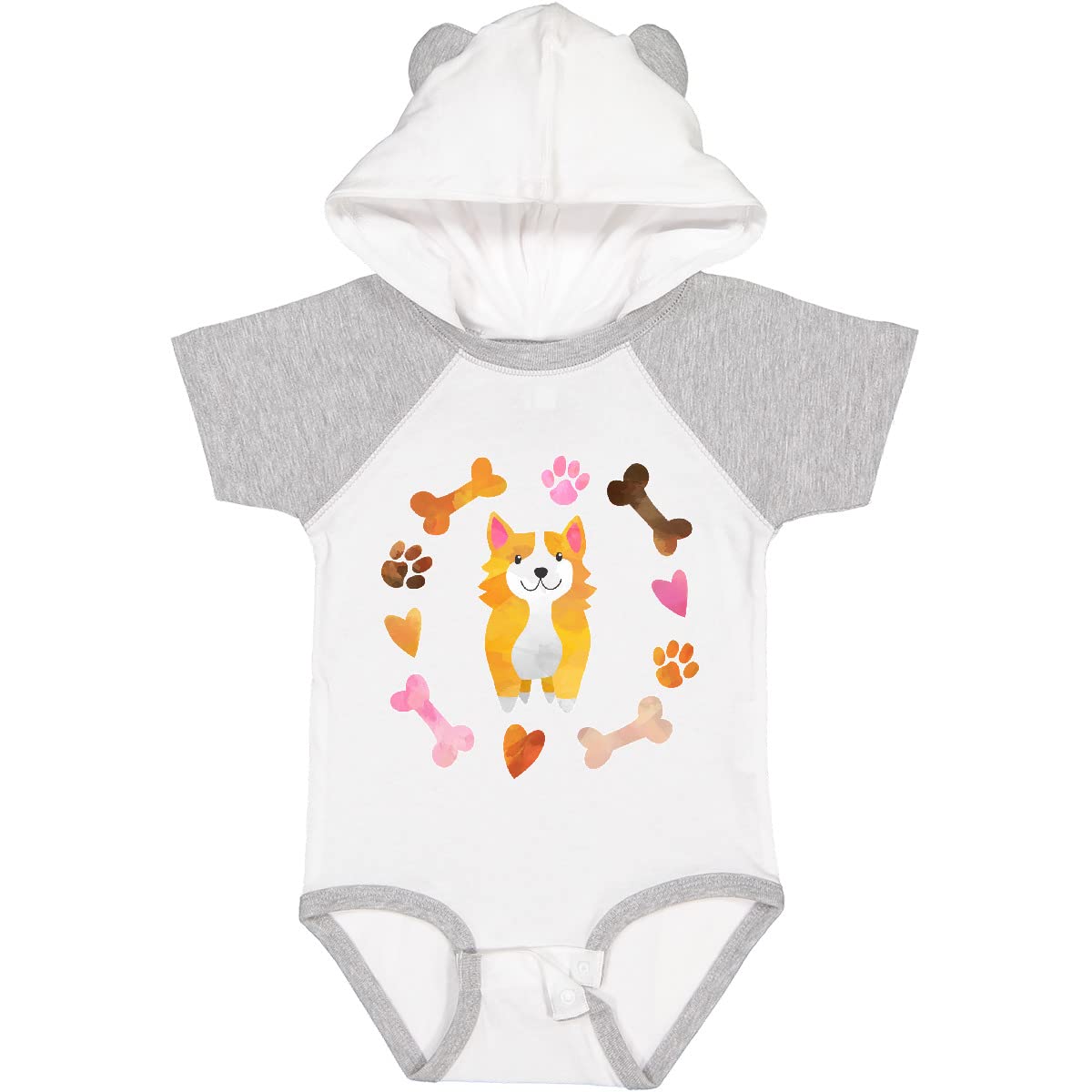 Inktastic Adorable Corgi Puppy Valentine's Day Baby Bodysuit - Heart & Bone Print Cute Infant Onesie for Valentine Gifts, Photo Shoots & Special Occasions