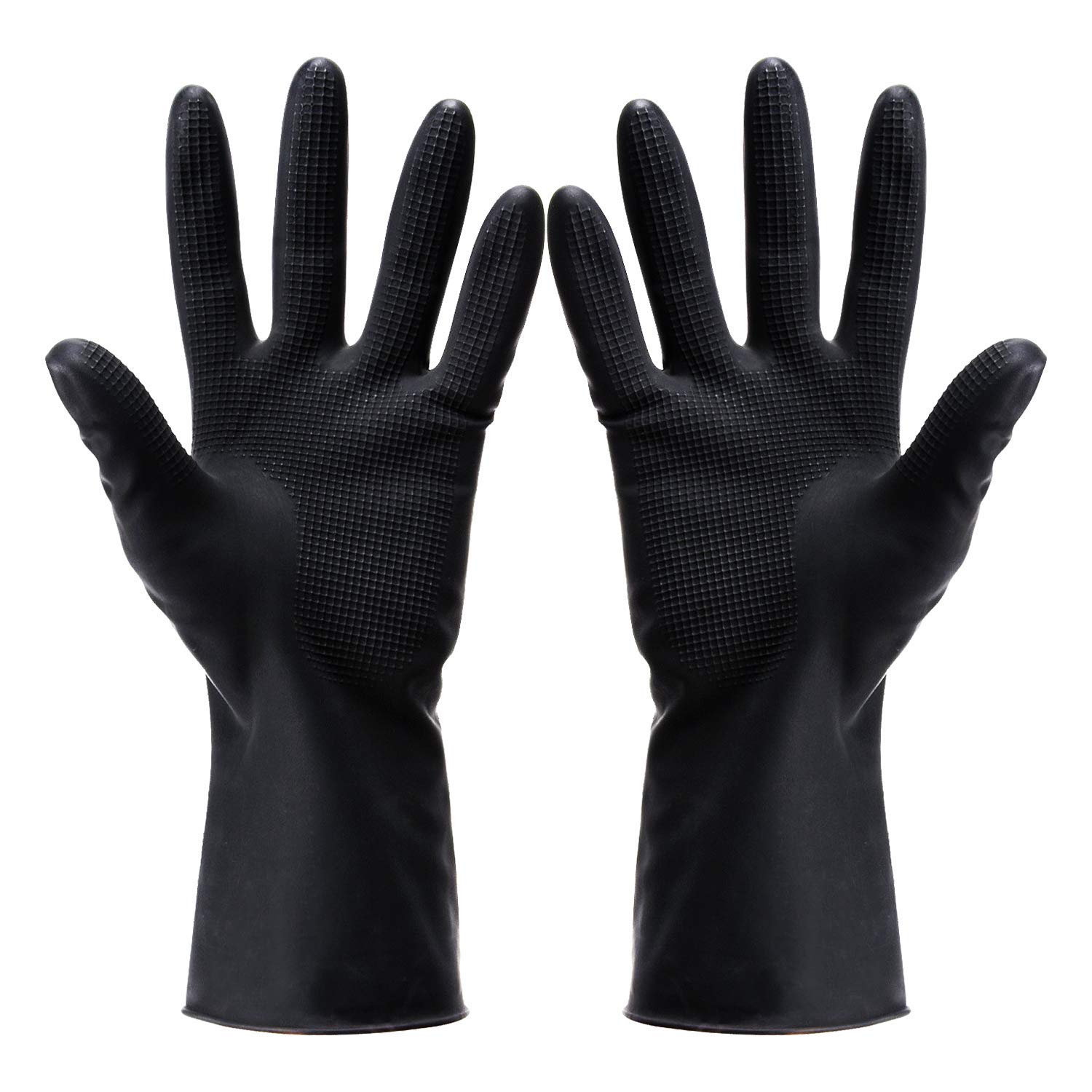 Frabble8 Heavy Duty Reusable Rubber Gloves for Hair Dyeing - Black Thick Salon Gloves for Henna, Mehendi & Hair Coloring (1 Pair, Large) - Perfect for Home & Professional Hair Care