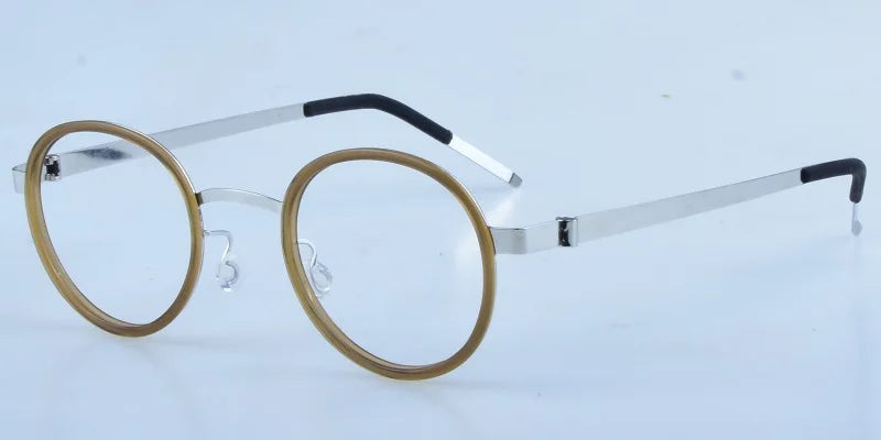Unisex Full Rim Round Screwless Titanium Acetate Eyeglasses 3033 - Lightweight & Durable Frame for Men & Women - Perfect for Reading, Work & Everyday Use