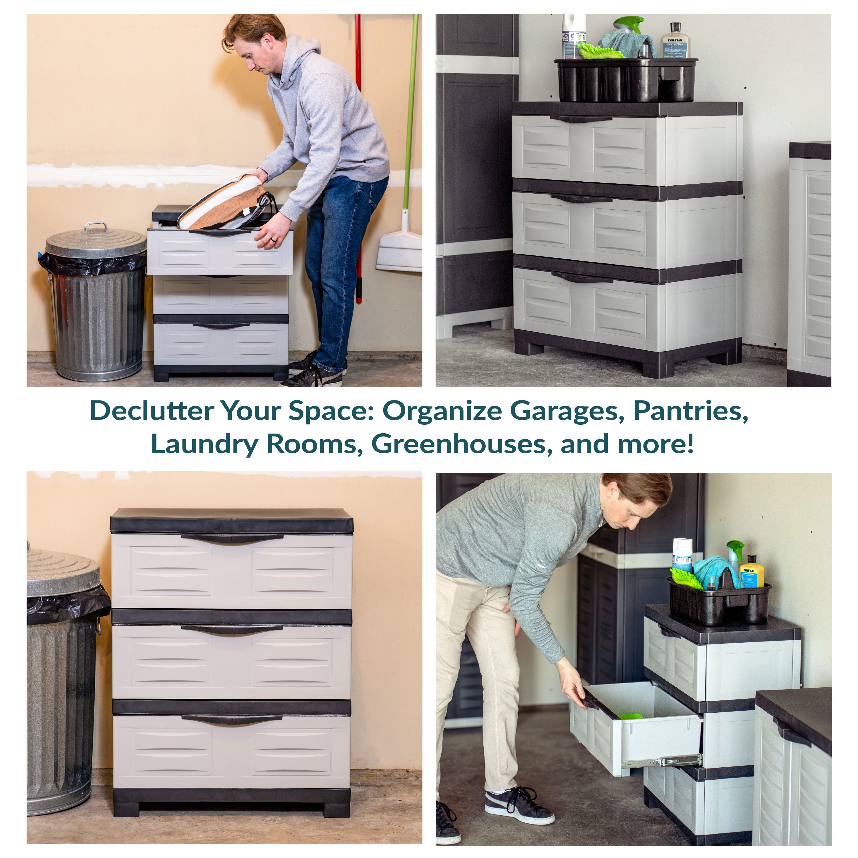 3-Tier Plastic Storage Drawers Organizer - Stackable Drawer Bins for Bedroom, Closet & Office Organization - White Storage Containers for Clothes, Toys & Accessories