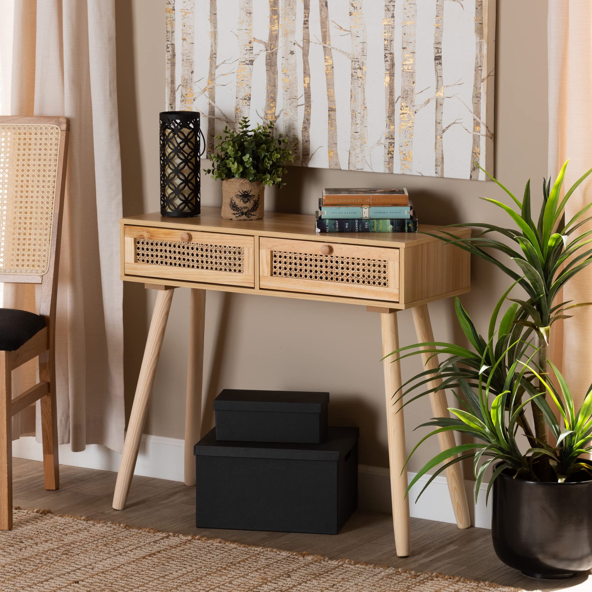 Baxton Studio Maclean Console Table - Modern Entryway Sofa Table with Beige/Natural Brown Finish - Perfect for Living Room, Hallway & Home Decor