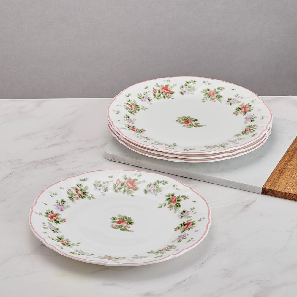 Stylish Set of 4 Ceramic Dinner Plates - Elegant Tableware for Family Meals, Dinner Parties & Home Decor