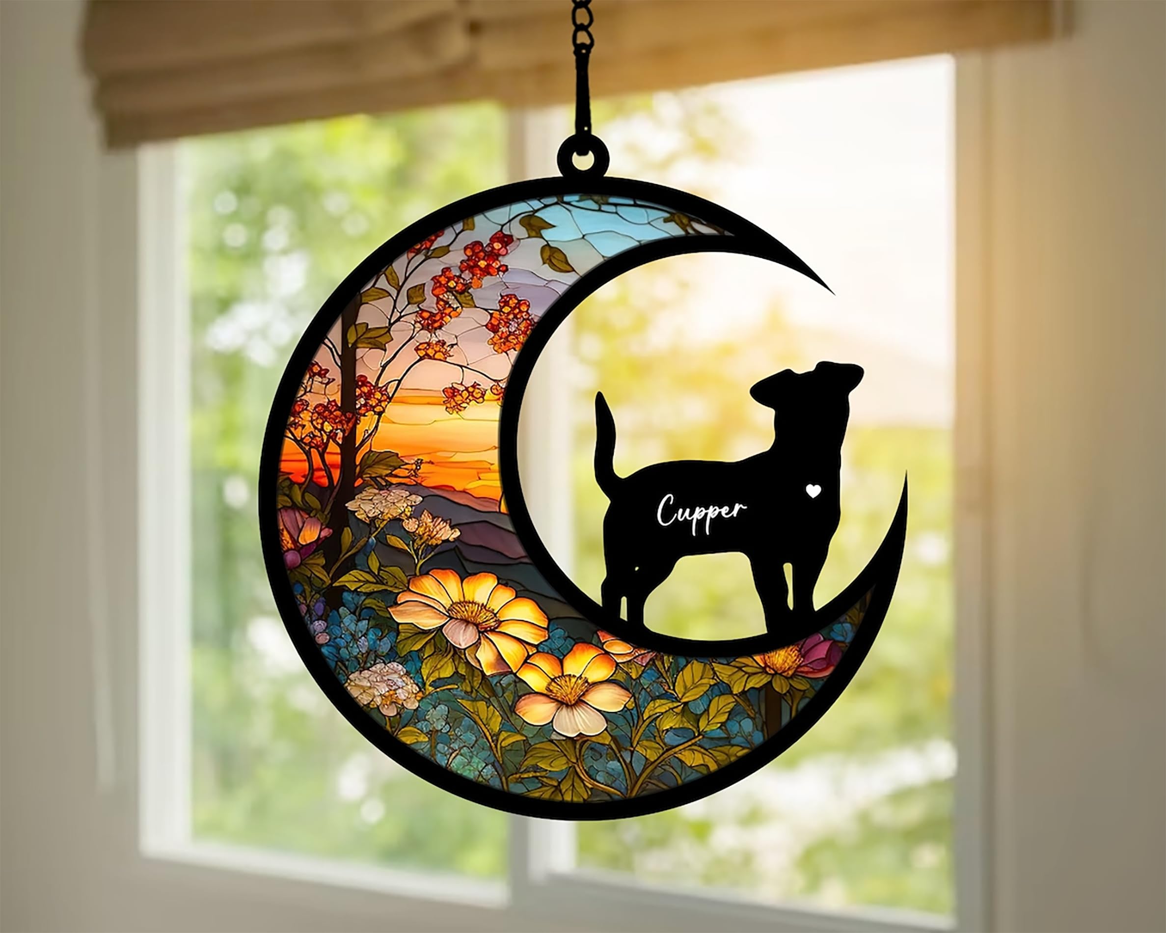Personalized Dog Memorial Suncatcher - Custom Name & Breed Engraved Pet Loss Keepsake - Sympathy Gift for Dog Lovers - In Loving Memory of Beloved Pets - Perfect for Windows, Graveside Memorials & Healing Spaces