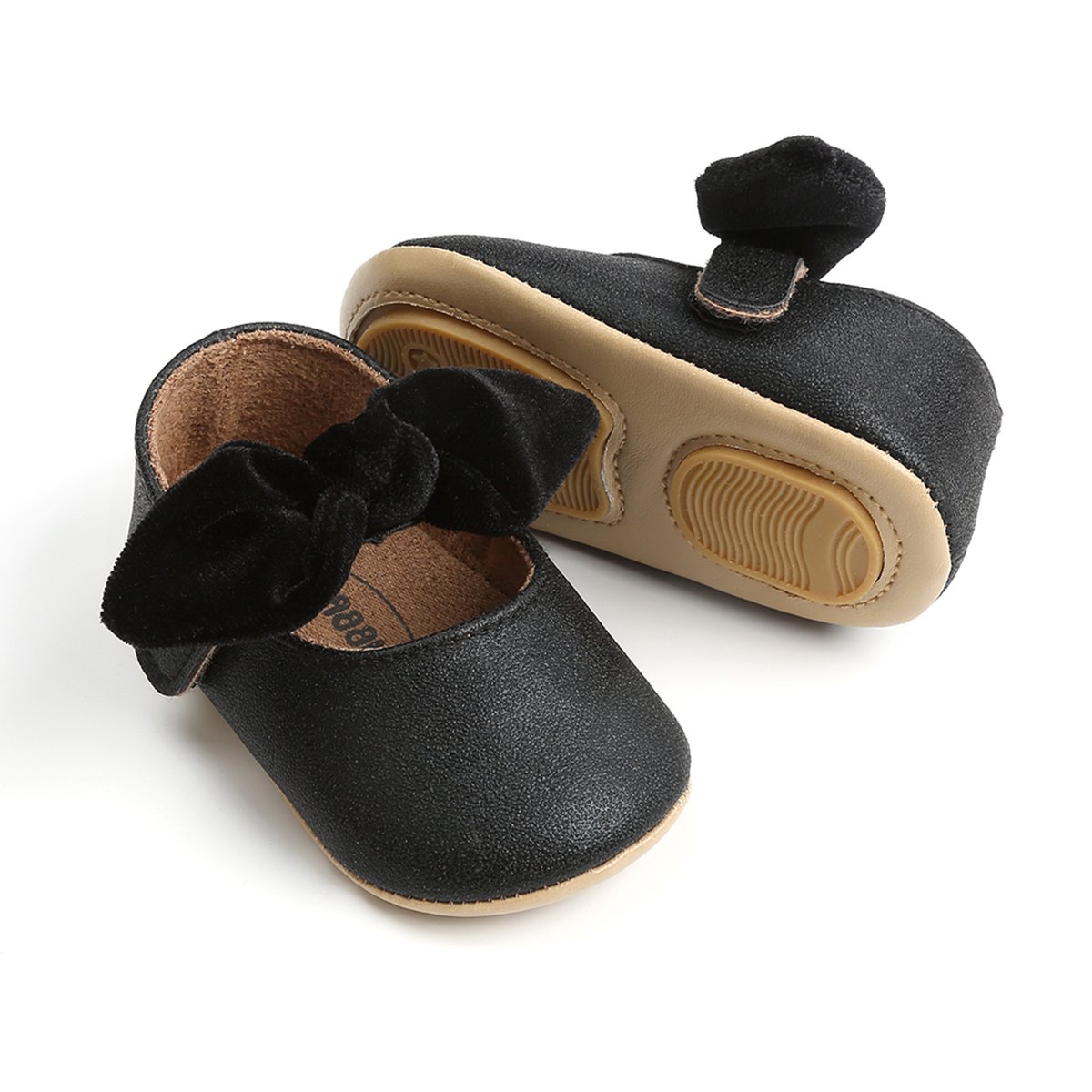 Baby Girls Mary Jane Flats - Anti-Slip Rubber Sole Bow Dress Shoes for Toddlers | Princess Party, First Walkers, School & Special Occasion Outfits