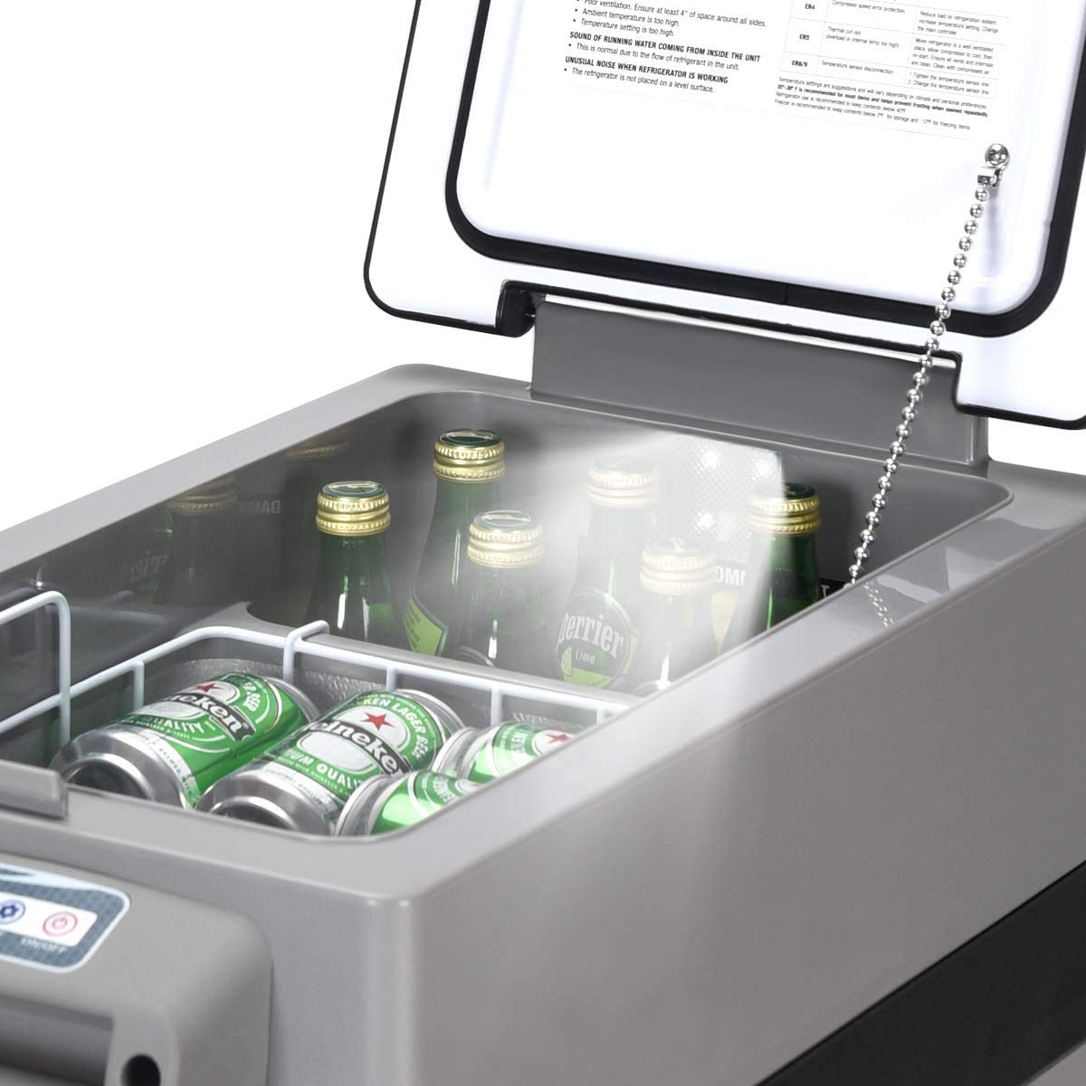 COSTWAY 44-Quart Portable Car Refrigerator - 12V/24V Electric Cooler with 3 Cooling Levels, LCD Display & Shockproof Design - Perfect for Camping, Road Trips, RV Travel, Truck Parties & Outdoor Adventures
