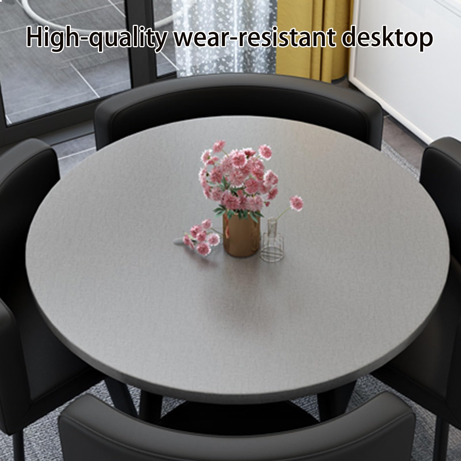 JHDXL Office Reception Room Club Table and Chair Set - Round Coffee Table & Conference Room Furniture for Living Room, Bedroom, or Workspace - Brown Wooden Dining Set for Home & Office Decor