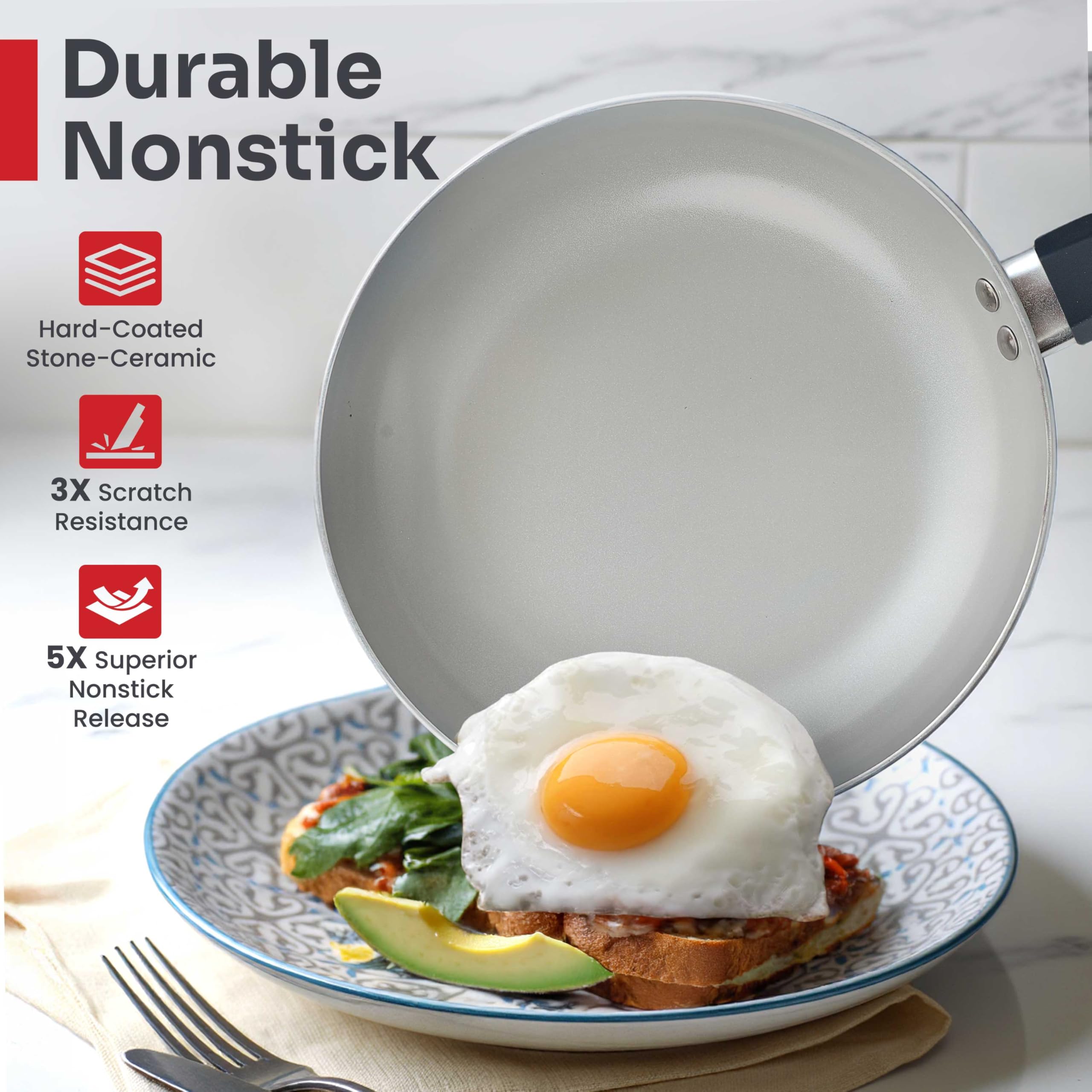 **Mueller 16-Piece Non-Toxic Ceramic Cookware Set – Healthy Stone Pots & Pans, Non-Stick, Dishwasher Safe – Includes Frying Pans, Sauce Pan, Steamer & Vented Glass Lids – Perfect for Healthy Cooking, Frying, Steaming & Everyday Kitchen Use**