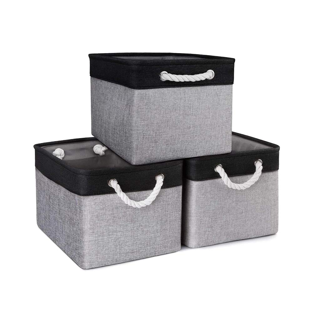 Large Storage Baskets with Handles - Set of 3 Collapsible Fabric Organizer Bins for Toys, Shoes & Home Decor | Perfect for Closet, Nursery & Living Room Organization