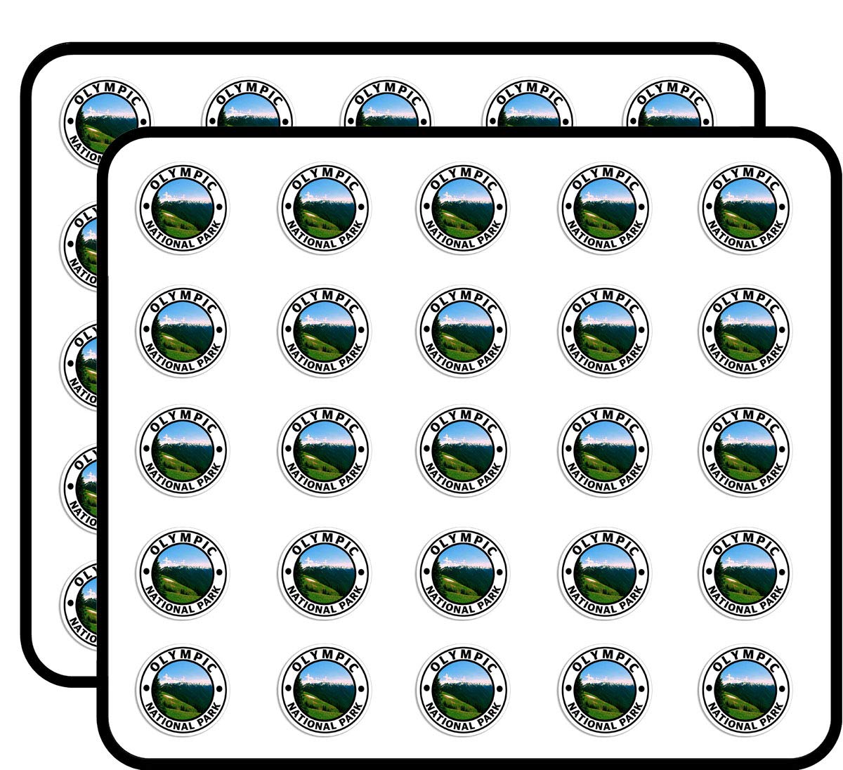 50 Pack Round Olympic National Park Stickers - Perfect for Hiking Washington Travel, RV Decor, Scrapbooking, DIY Crafts, Bullet Journals & Kids Art Projects | Great for Calendars, Albums and Creative Scrapbook Designs
