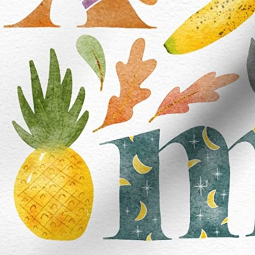 Spoonflower ABC Bright Children Play Kids Nursery Printed Denim Fabric by The Yard - Durable Bottomweight Fabric for Apparel, Home Decor & Upholstery - Perfect for DIY Kids Clothes, Curtains & Nursery Decorations