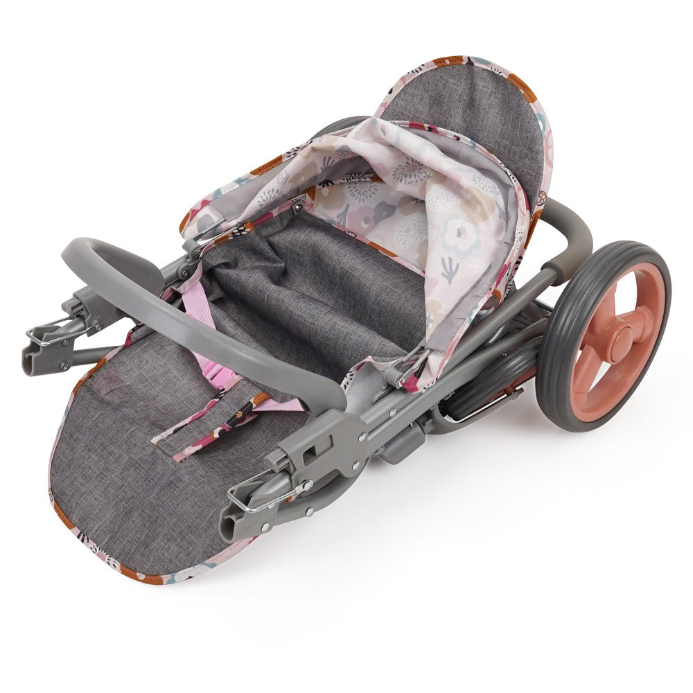 509 Crew Mabelle Duo Twin Doll Stroller - Melange Flora Print, Double Baby Doll Stroller for Ages 3+ | Perfect for Pretend Play, Outdoor Walks & Sibling Bonding