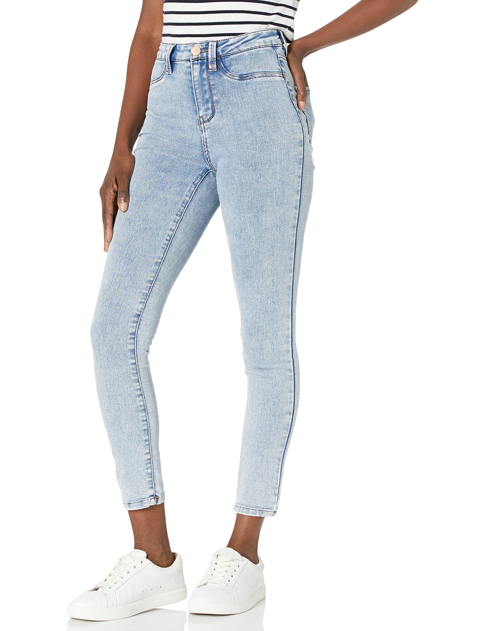 Women's Skinny Jeans - Curvy Fit, Light Acid Wash, Single Button Closure | Perfect for Casual Wear, Date Nights & Everyday Outfits
