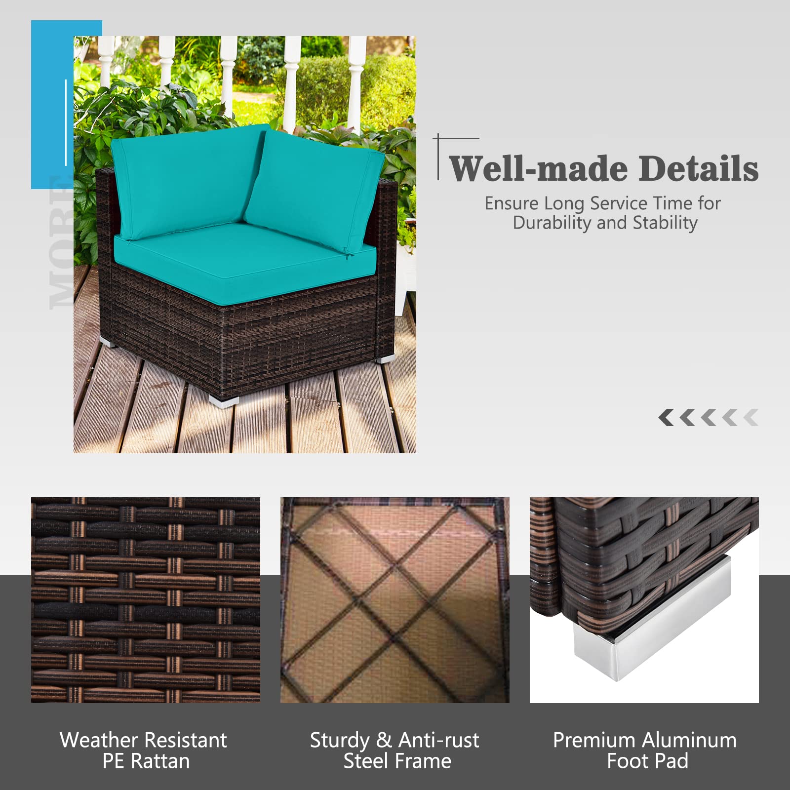 Tangkula 6-Piece Outdoor Patio Furniture Set - All-Weather Wicker Sofa with Cushions & Glass Coffee Table - Rattan Sectional Conversation Set for Backyard, Garden, Poolside & Deck (Beige)