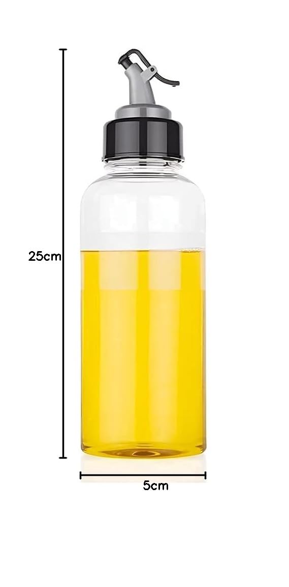 Nexellar 1000ml Transparent Leak-Proof Plastic Oil Vinegar Dispenser Bottle - Food Grade BPA-Free Kitchen Condiment Container for Cooking, Salad Dressing, Baking & Meal Prep - Easy Pour Sauce Bottle for Restaurants & Home Use