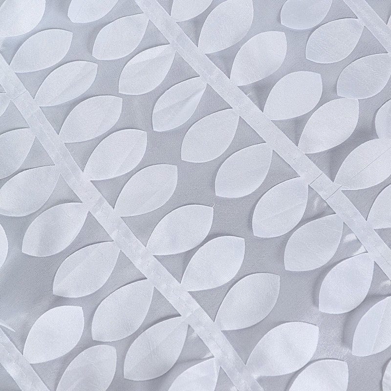 90x132 Inch Taffeta Rectangular Tablecloth with Elegant Leaf Petals Design - Perfect for Wedding, Party, and Home Dining Decor