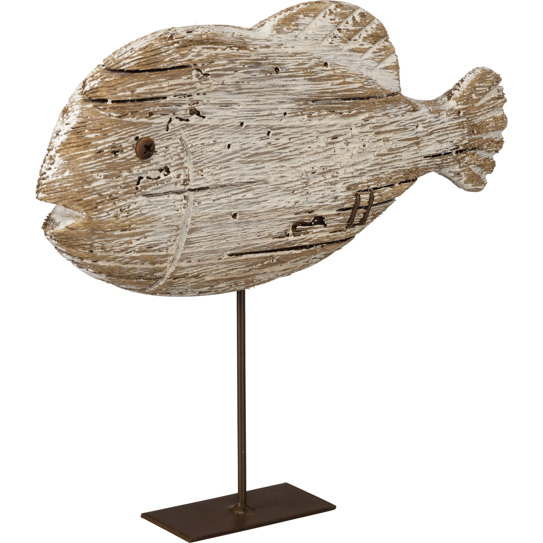 PBK Rustic Fish Sitter Statue - Handcrafted Home Decor Sculpture for Living Room, Bathroom & Garden | Perfect for Coastal, Farmhouse & Cottage Style Decorating