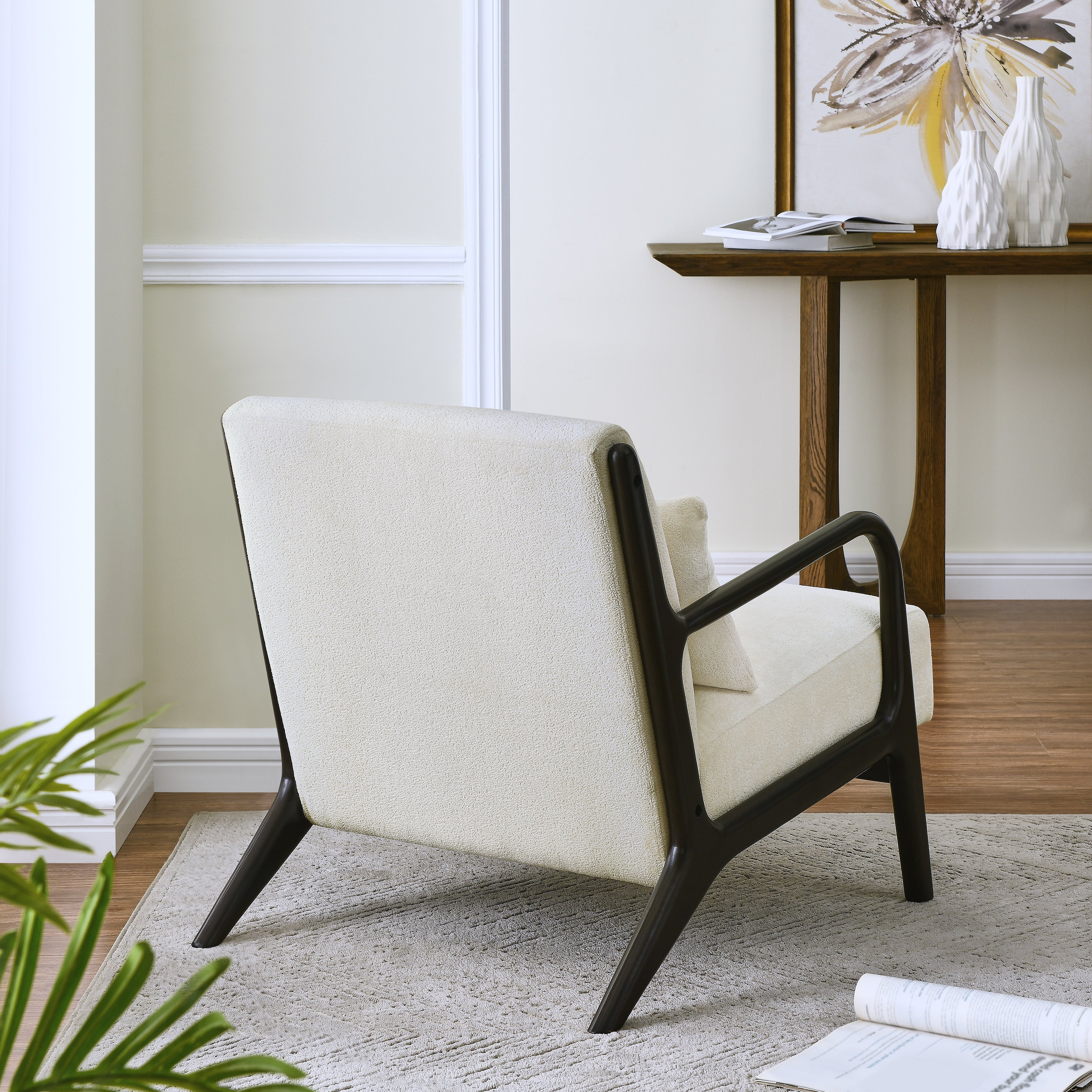 Mid Century Modern Accent Chair with Removable Lumbar Pillow - Roundhill Furniture Eterna - Perfect for Living Room, Bedroom & Office Decor