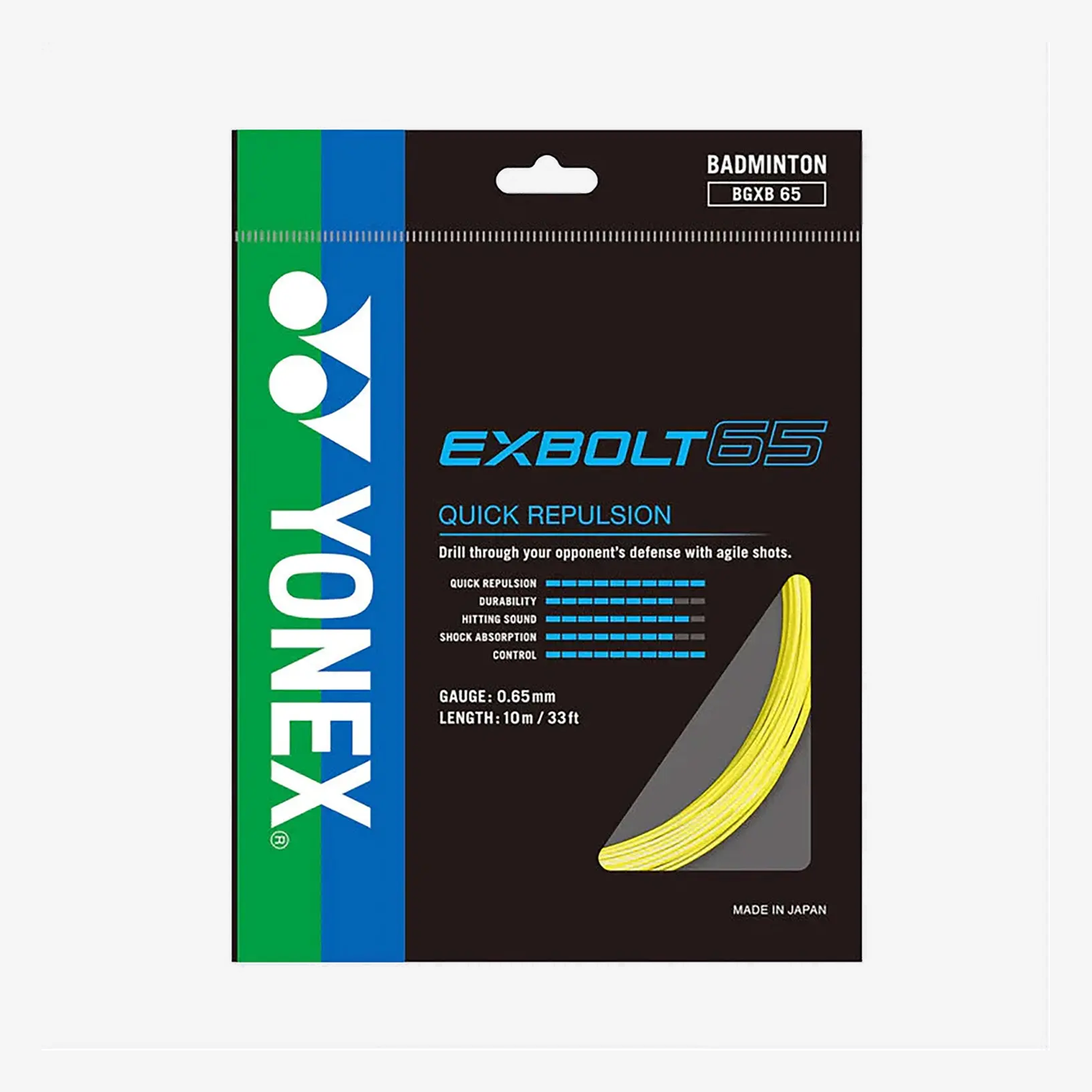 Yonex Exbolt 65 Badminton String - 10m Length, 6 Color Options | High Performance String for Competitive Play & Training