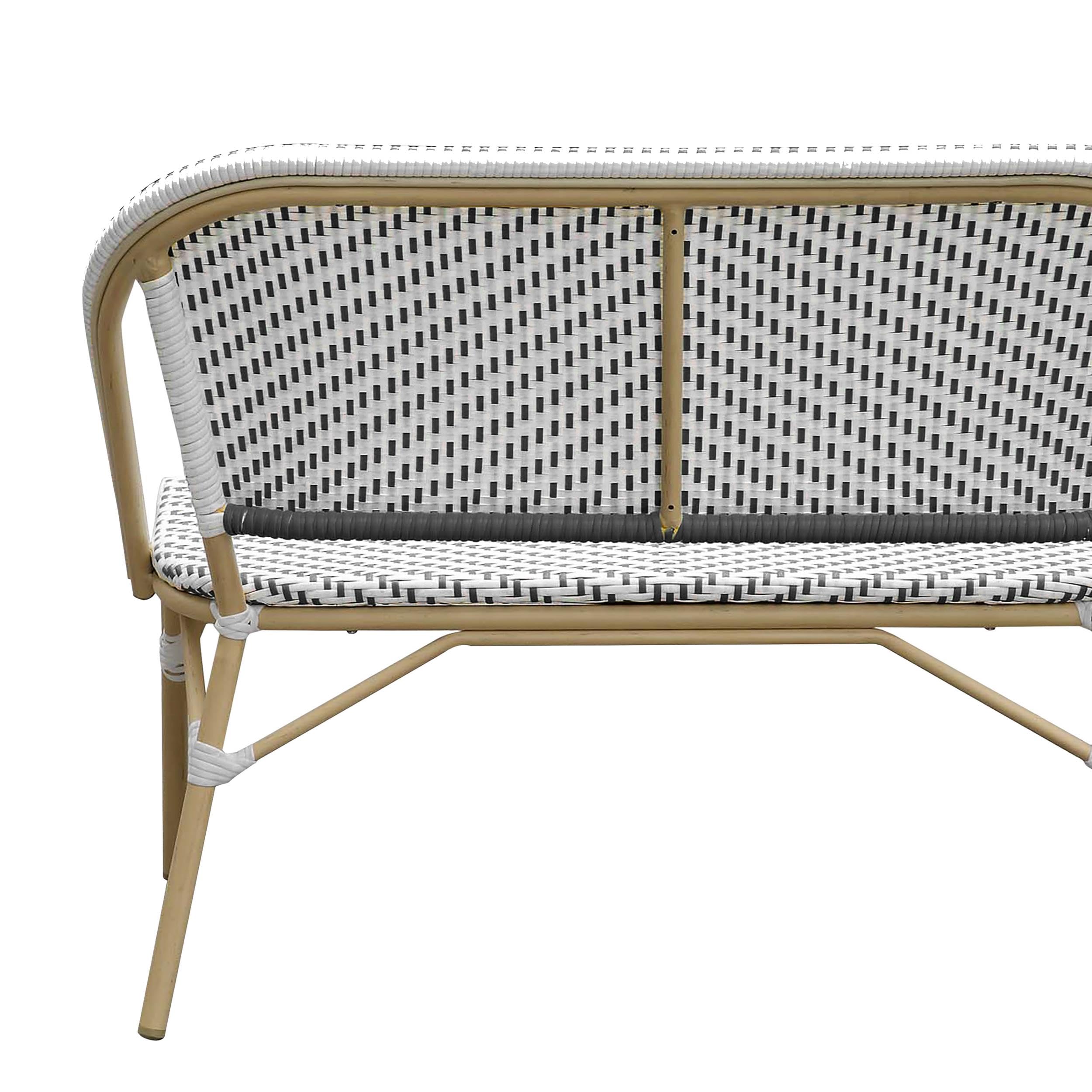 Devey Modern Aluminum Patio Loveseat Bench in Black - Outdoor Furniture for Garden, Poolside & Patio - Weather-Resistant Loveseat by Furniture of America