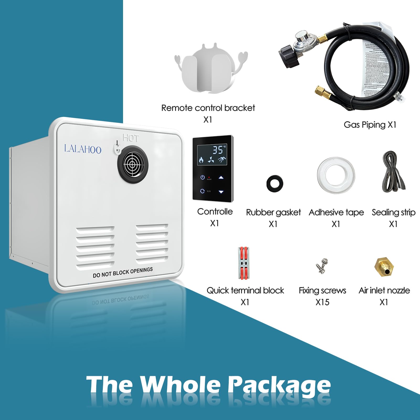 65,000 BTU RV Tankless Water Heater - 3.9 GPM Instant Endless Hot Water with LED Display & Remote Control - 12V Power, 2.80kPa Pressure - Fits All RVs with 15x15